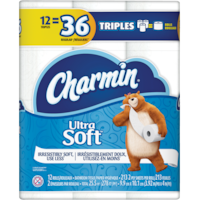 Charmin Ultra-Soft Triple Roll Toilet Paper, 2-ply Tissue, 12-pk Front_Flat