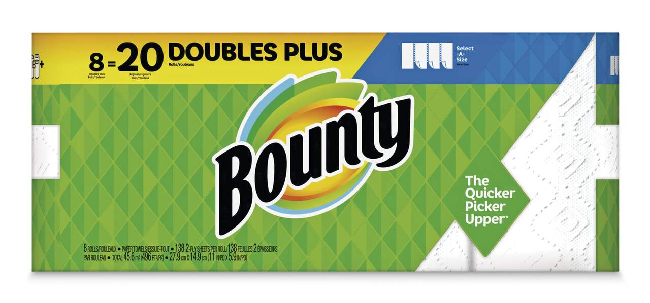 Bounty Select-A-Size Double Plus Roll Paper Towel, 2-ply, 8-pk