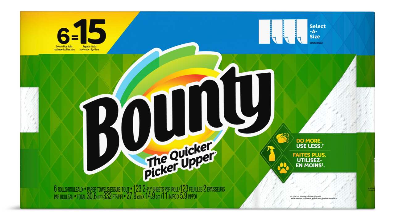 Bounty Select-A-Size Double Plus Roll Paper Towel, 2-ply, 6-pk