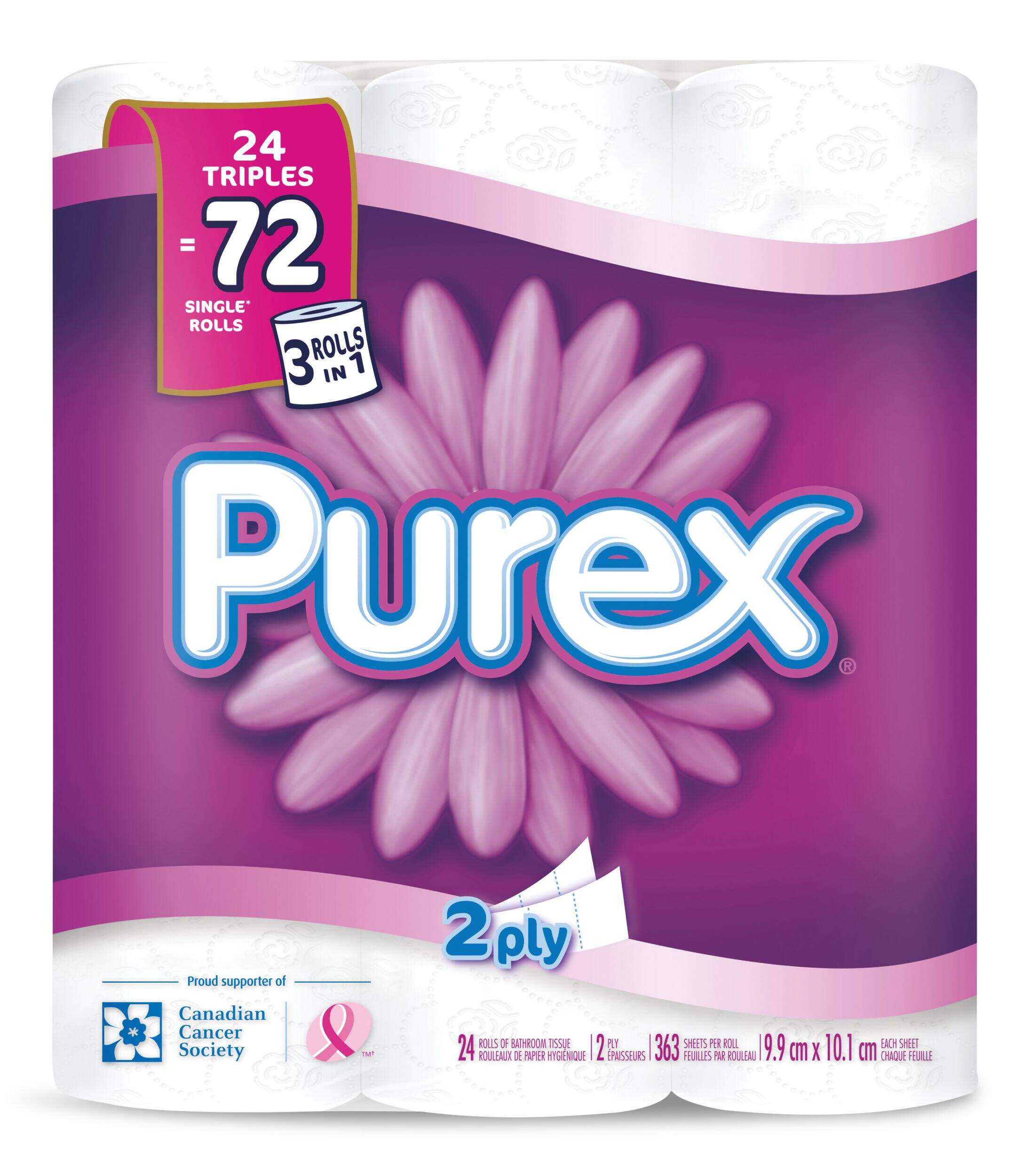 Purex Triple Roll Toilet Paper, 2-ply Tissue, 24-pk Front_Flat