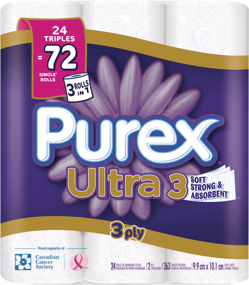 Purex Ultra Triple Roll Toilet Paper, 3ply Tissue, 24pk Canadian Tire