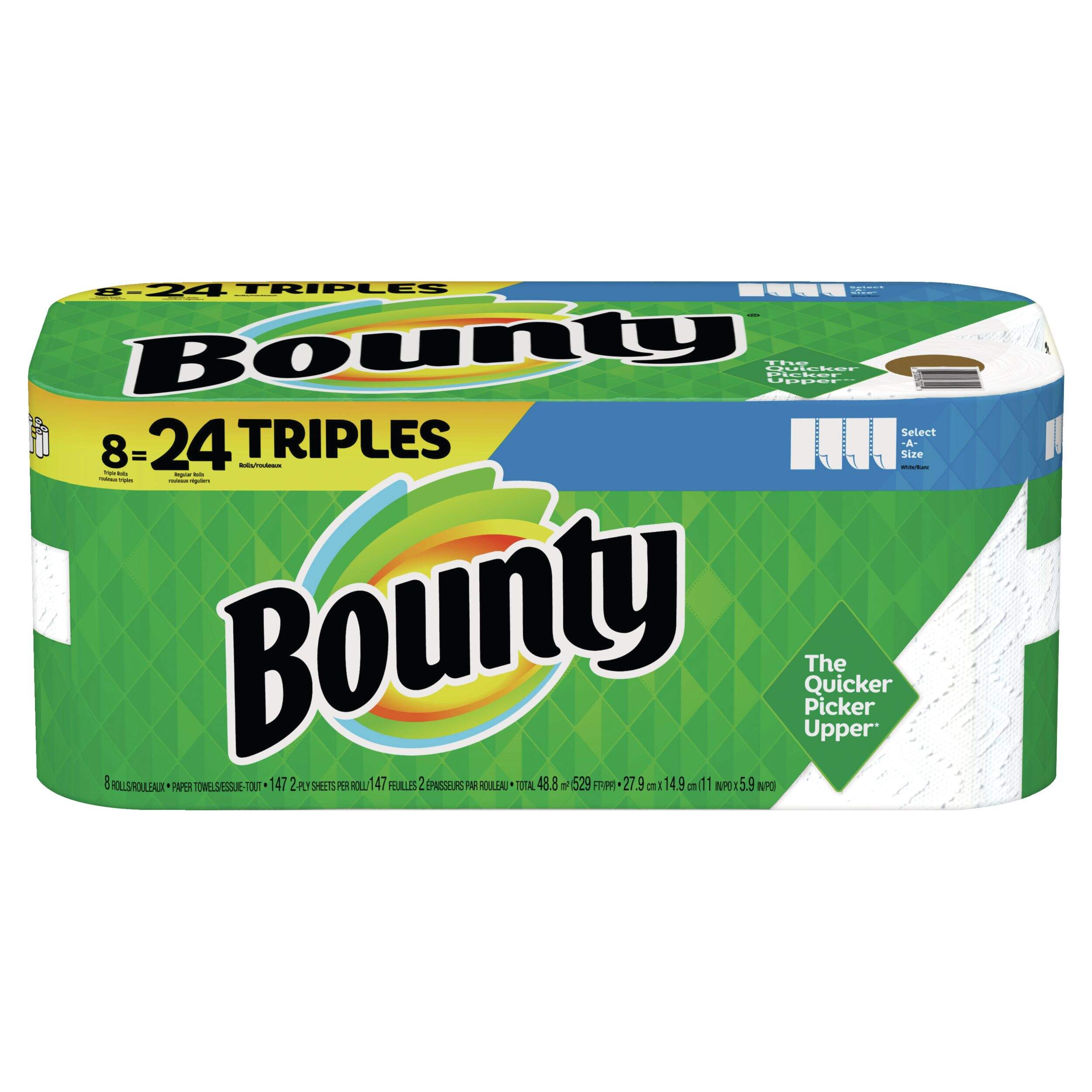 Bounty Triple Roll Paper Towel, 2-ply, 8-pk Front_Elevated