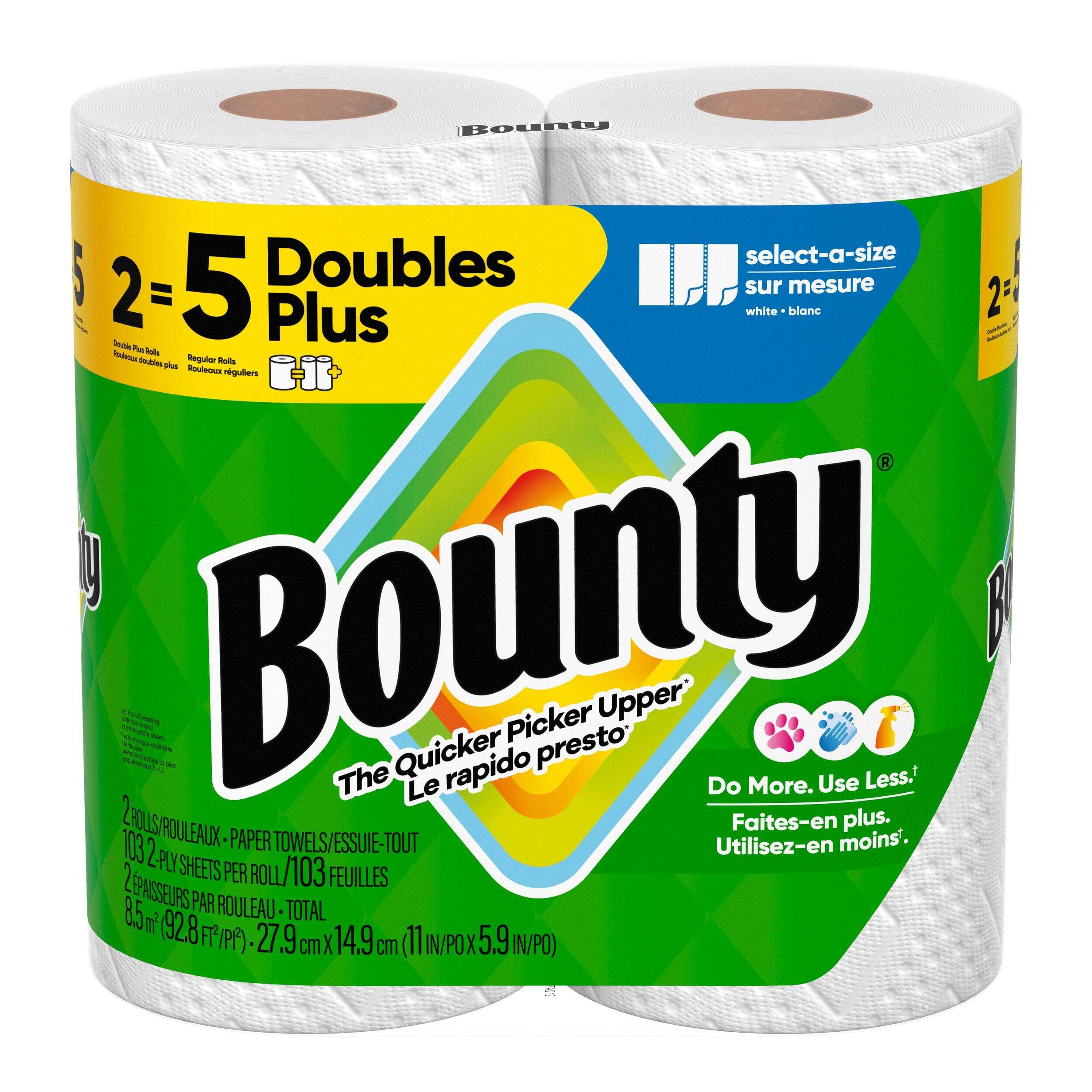 Bounty Select-A-Size Paper Towel, Double Rolls, 2-pk Front_Elevated