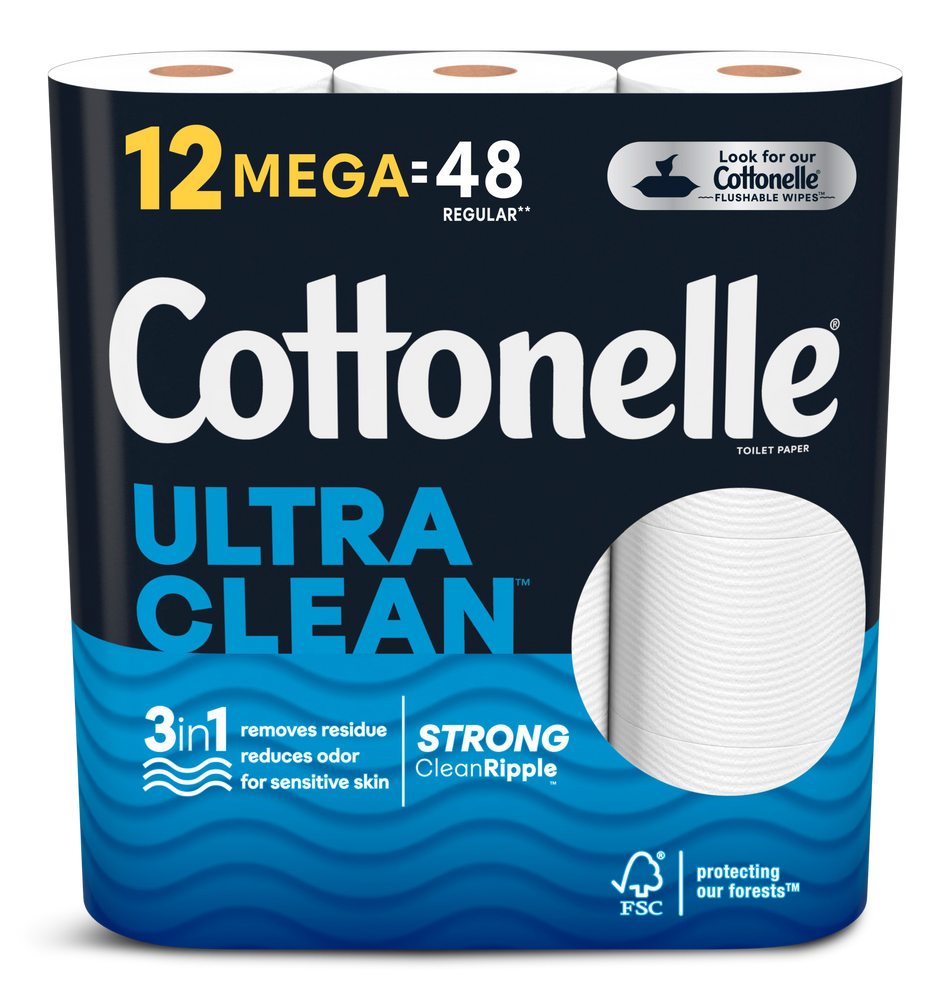 Cottonelle Ultra Clean Quadruple Roll Toilet Paper, 1-ply Tissue, 12-pk ...