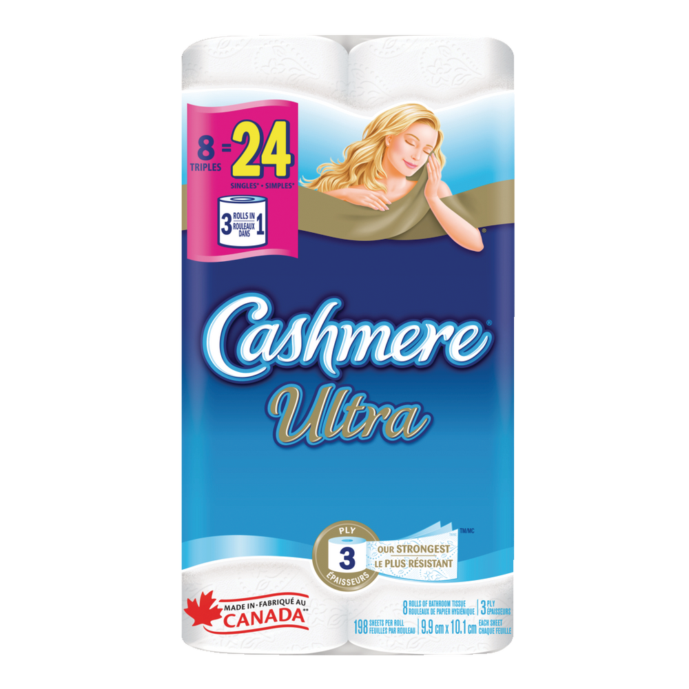 Cashmere Ultra 3Ply Bathroom Tissue, 8 Triple Rolls = 24 Rolls