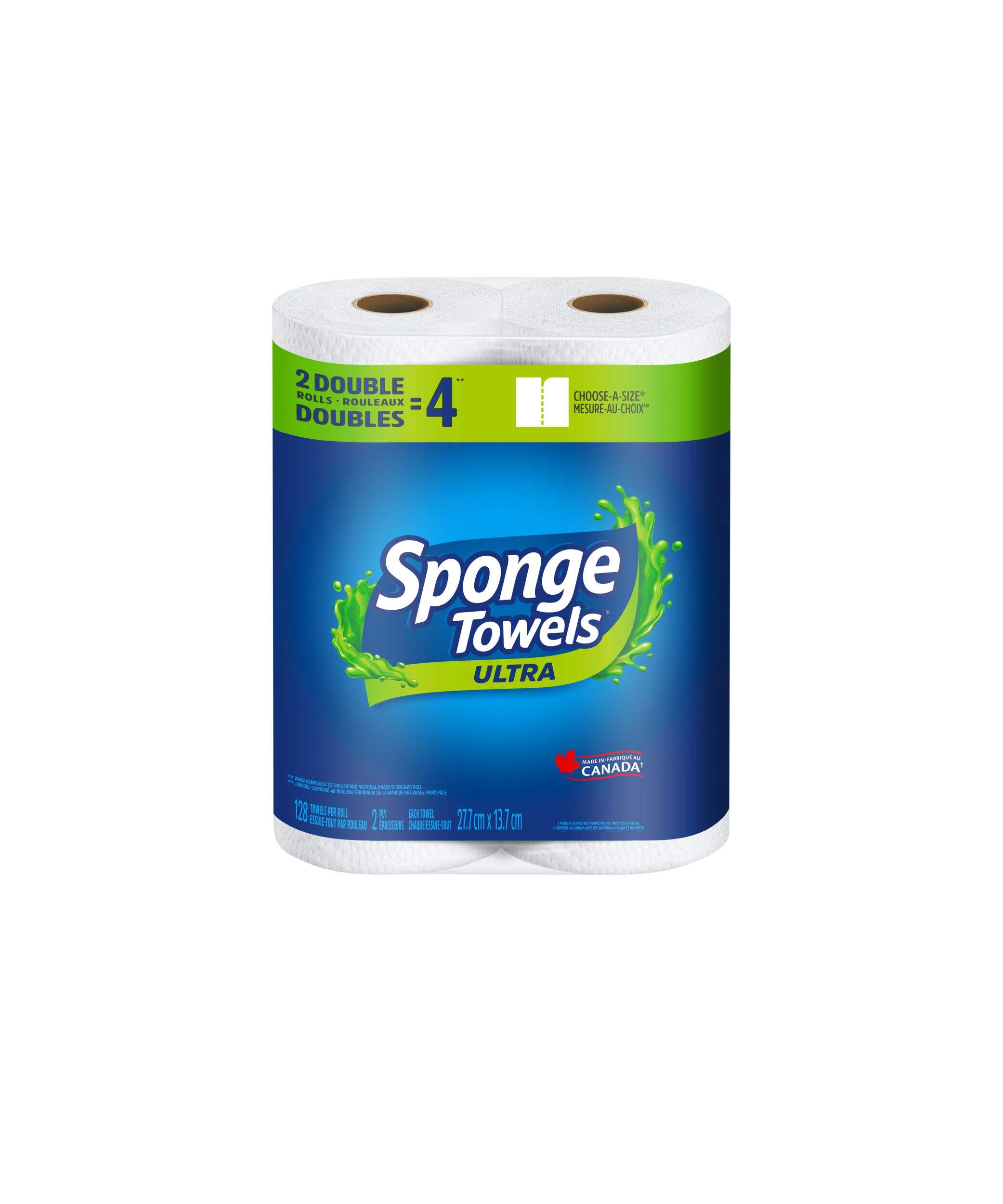 Essuie-tout absorbant Scotties Sponge Ultra, 2 épaisseurs, 2 rouleaux doubles Front_Elevated