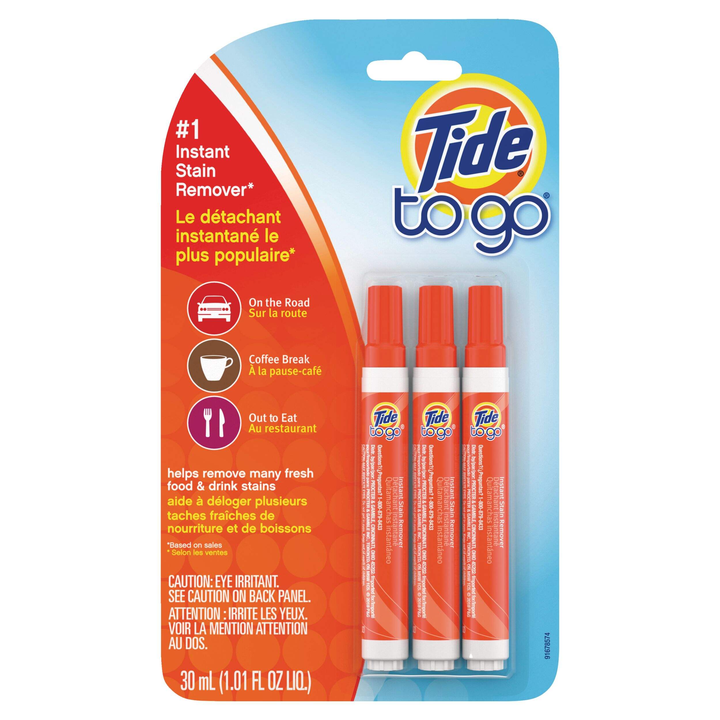 Tide-to-Go Fabric Stain Remover Pen, 10-g, 3-pk Front_Flat