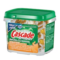Détergent pour lave-vaisselle Cascade ActionPacs avec Dawn, parfum d’agrumes, paq. 54 Front_Angled_Left