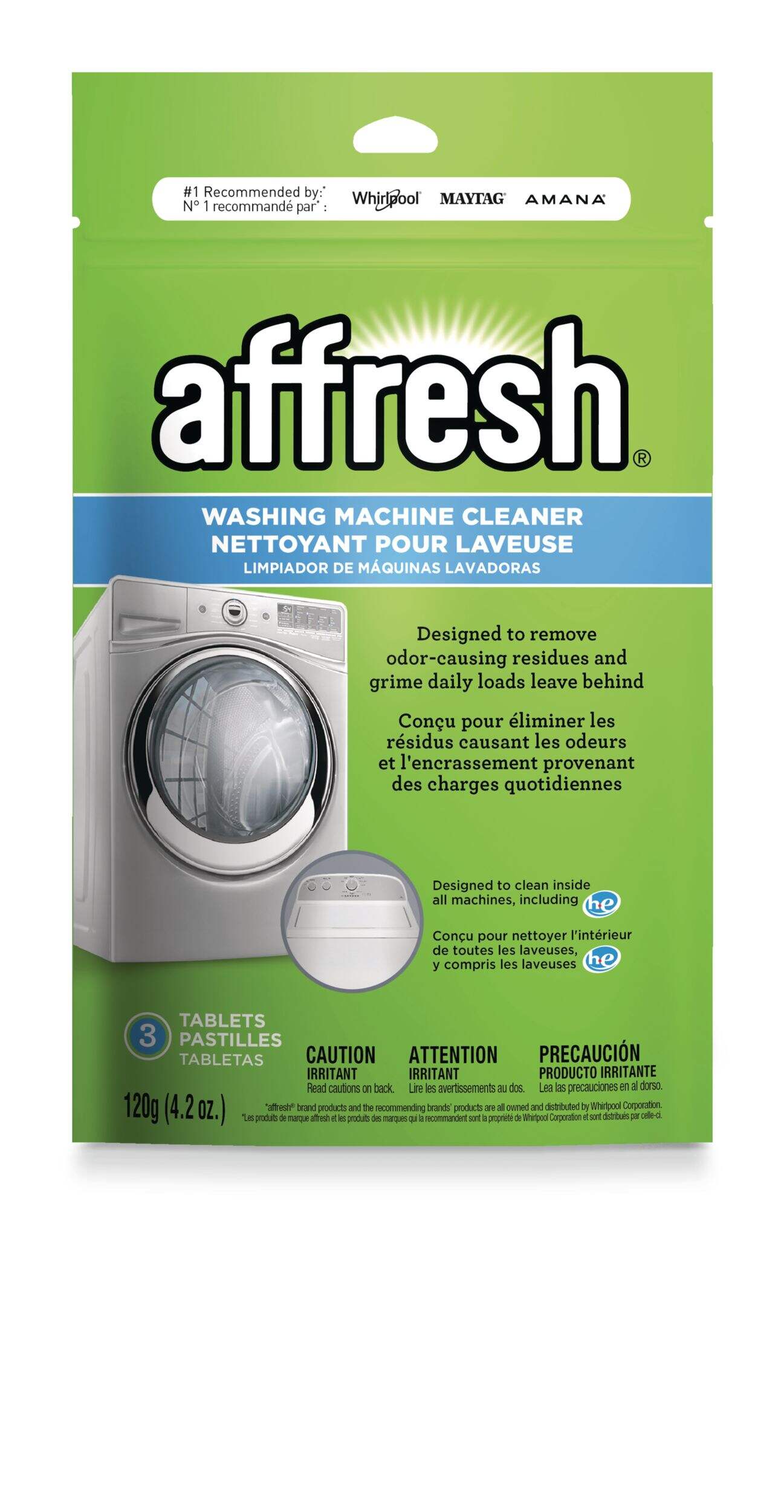 Affresh Washing Machine Cleaner Tabs, Fresh Scent, 120-g, 3-pk Front_Flat