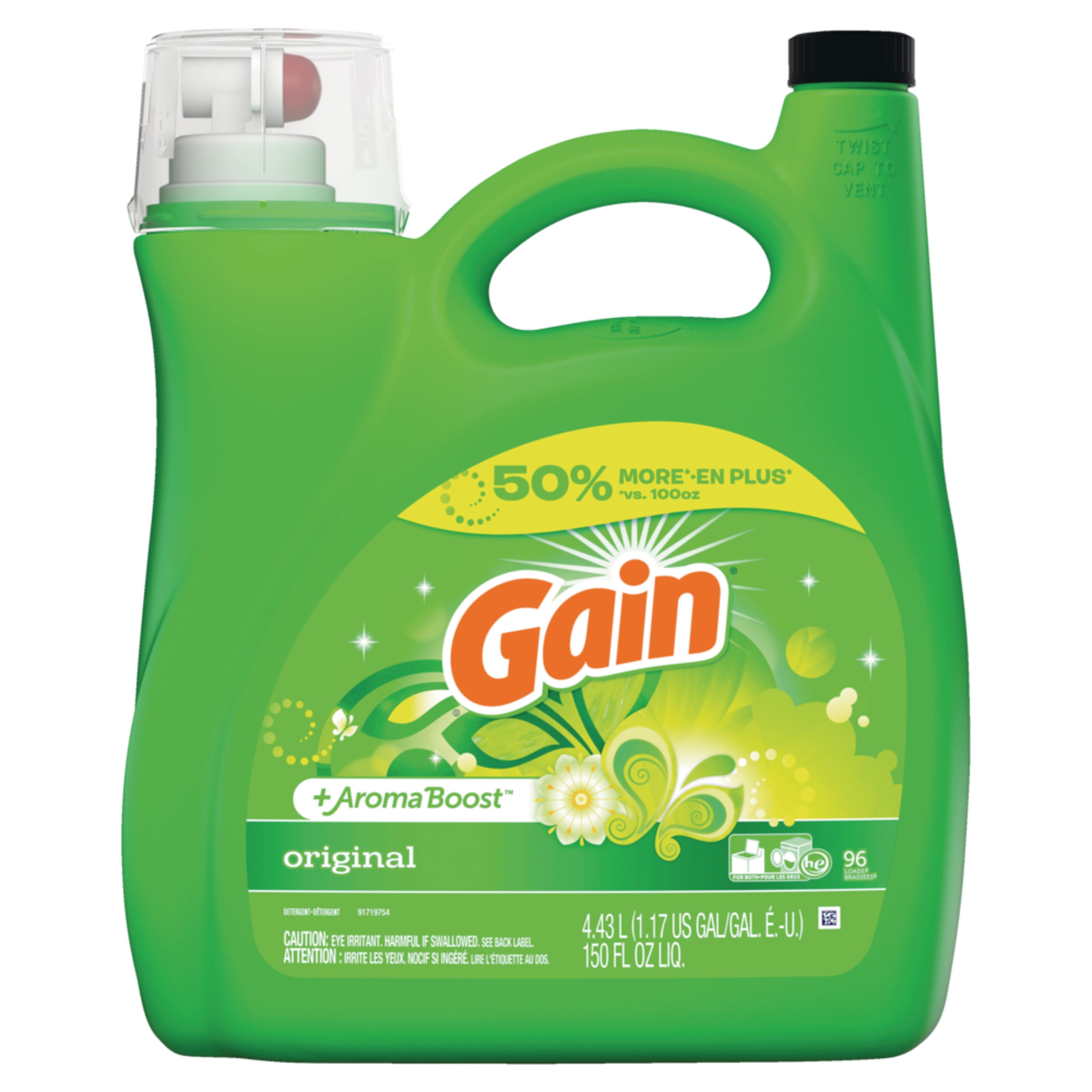 Gain Liquid Laundry Detergent with Aroma Boost, Original Scent, 96 Load, 4.43-L Front_Flat