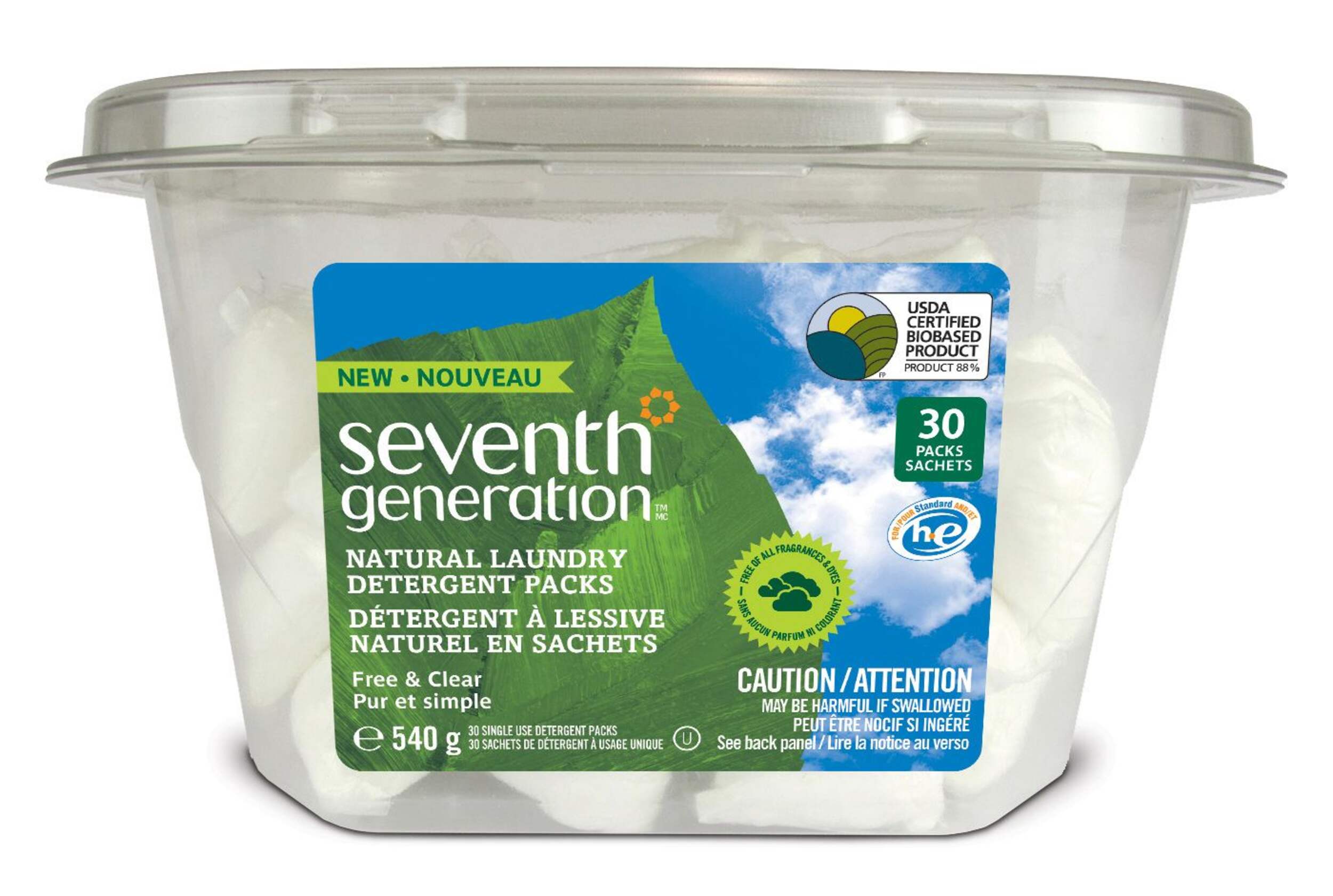 Capsules de détergent à lessive Seventh Generation Natural, paq. 30
