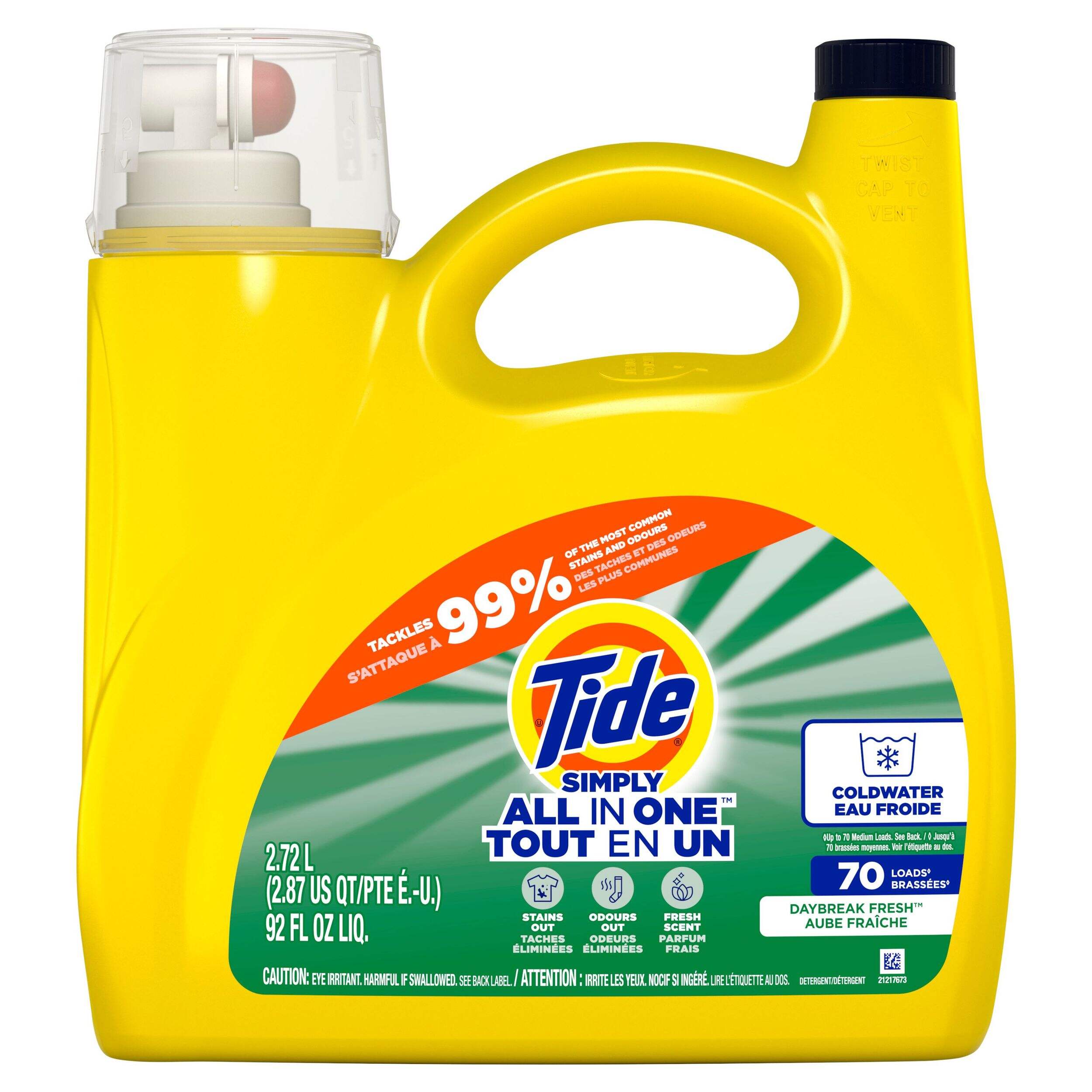 Tide Simply Liquid Laundry Detergent, Daybreak Fresh, 74 Loads, 115 oz. Front_Flat