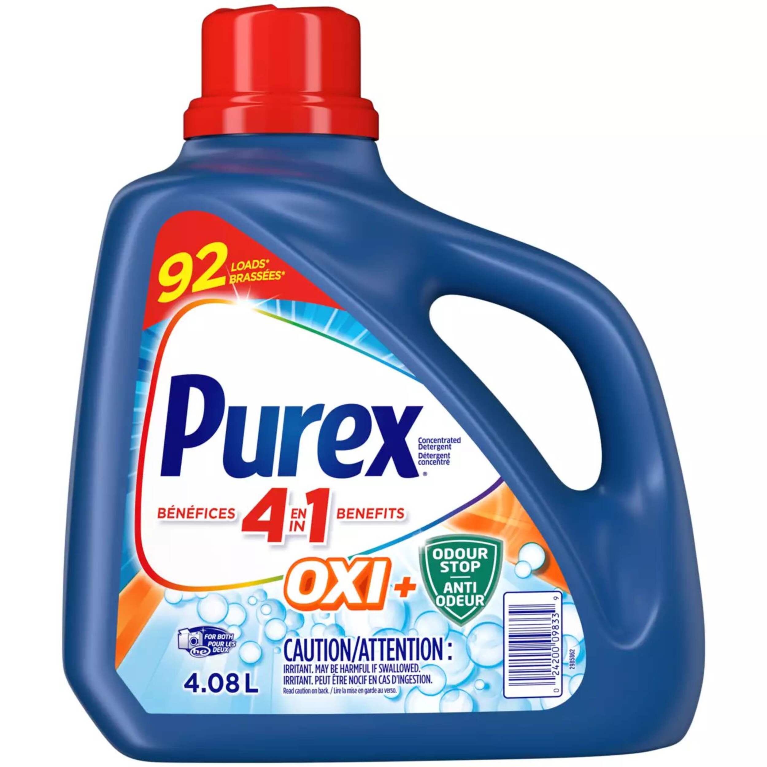 Purex Oxi Plus Liquid Laundry Detergent with Dirt Lift Action, Fresh Scent, 92-Load, 4.08-L Front_Flat