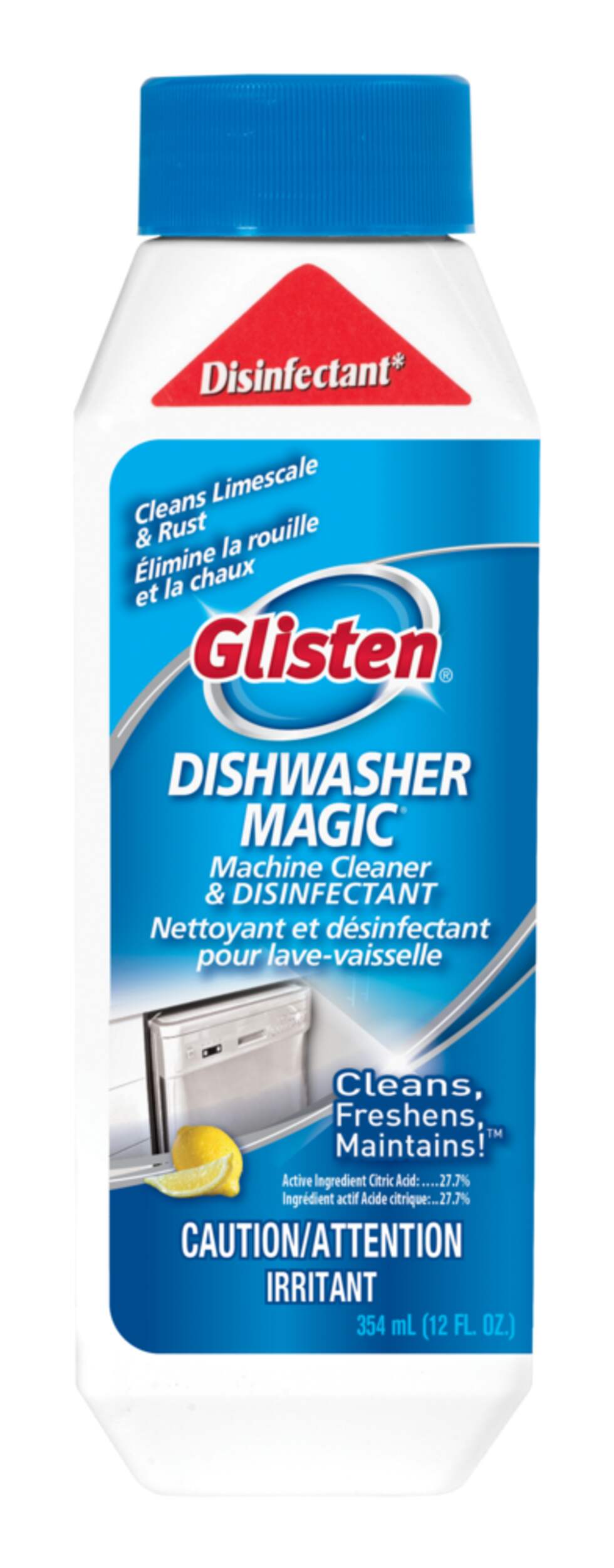 Nettoyant liquide pour lave-vaisselle Glisten, parfum d’agrumes, 354 mL Front_Flat