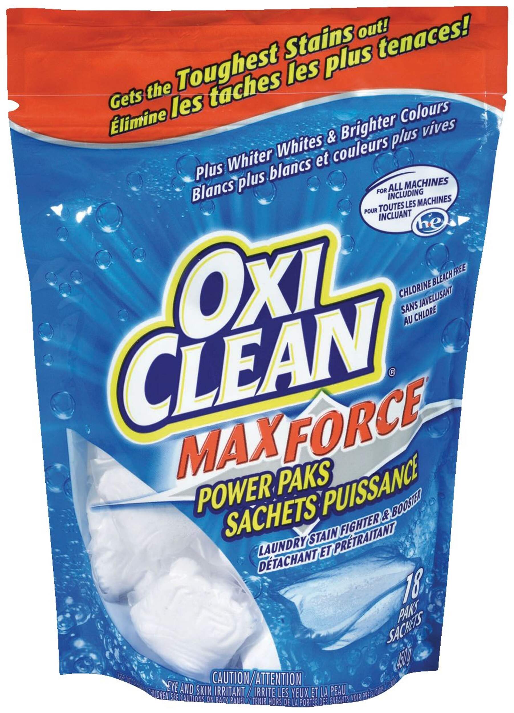 Sachets Puissance déterg. lessive OxiClean Max Force, paq. 18 Front_Flat