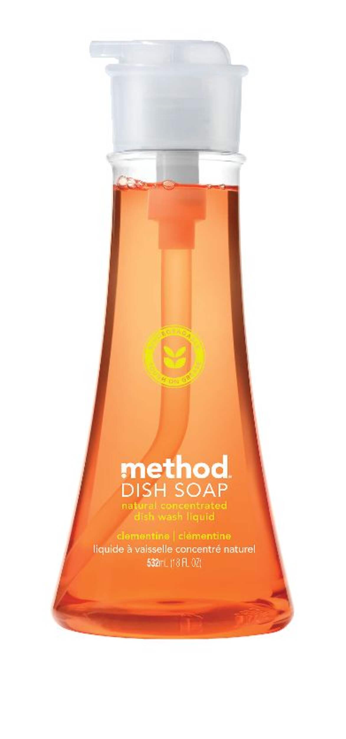 method Liquid Pump Dish Soap, Clementine Scent, 532-mL Front_Flat
