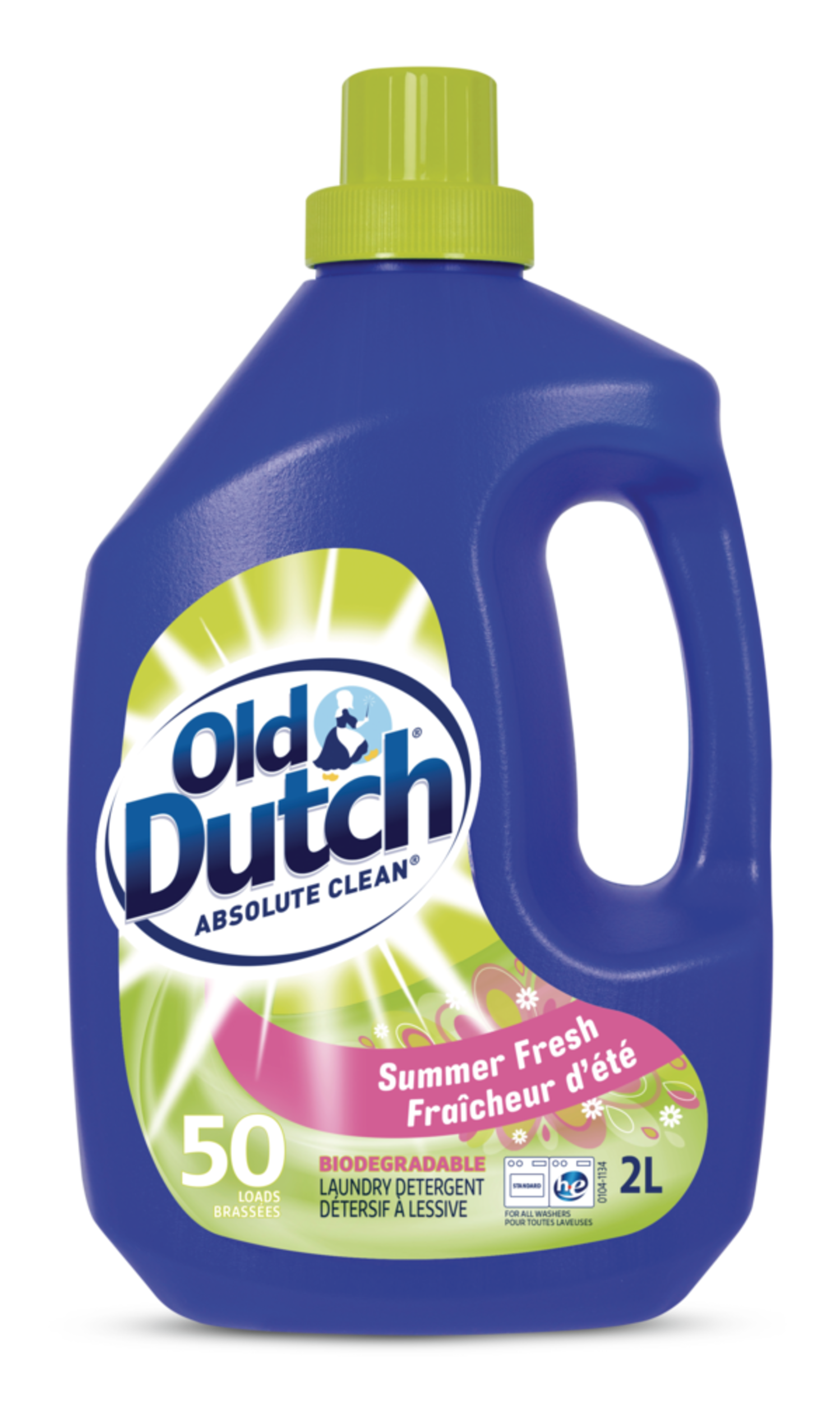 Old Dutch Absolute Clean Liquid Laundry Detergent, Summer Fresh Scent, 50-Load, 2-L Front_Flat