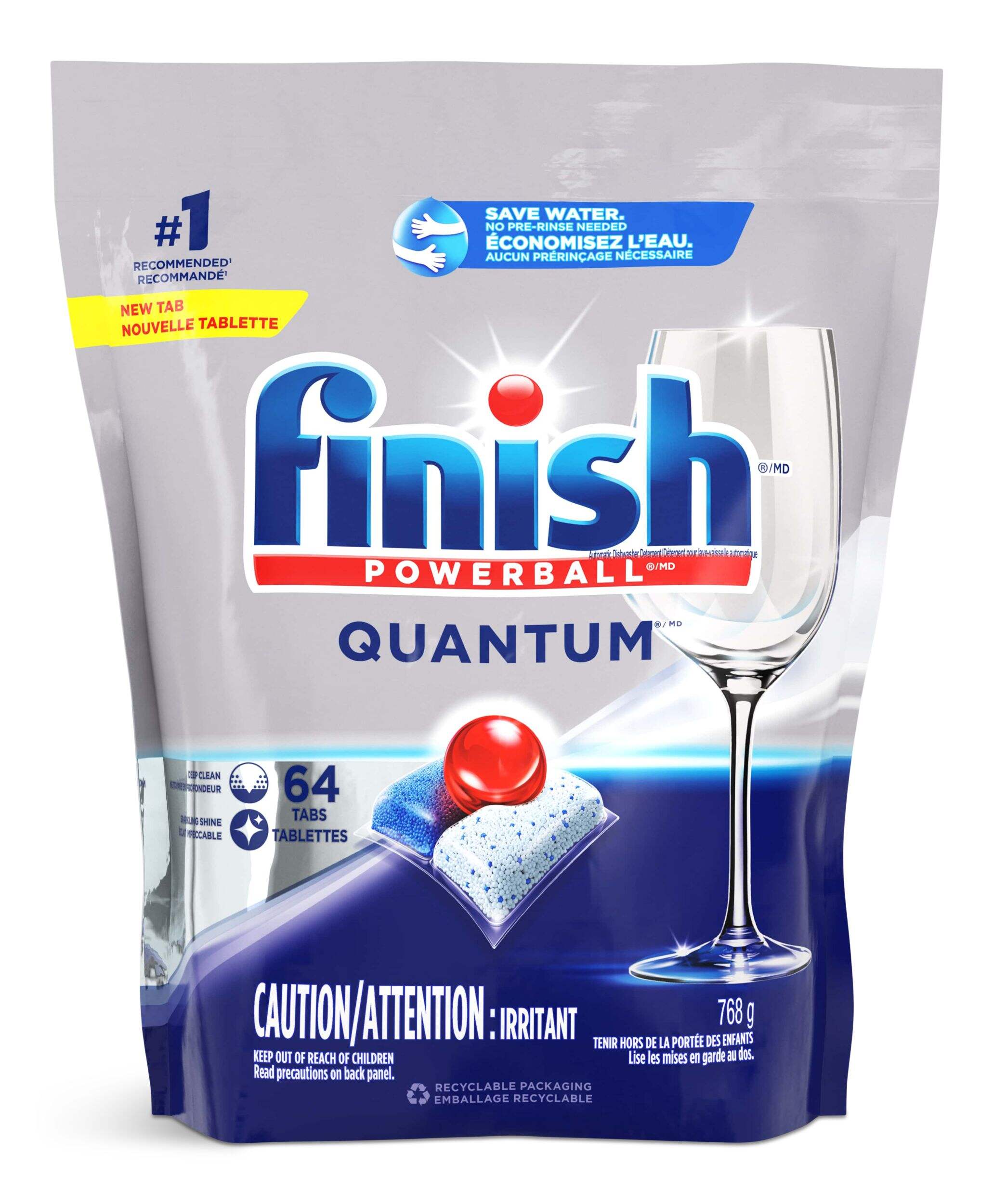 Tablettes pour lave-vaisselle Finish Quantum Max Shine & Protect, paq. 64 Front_Flat