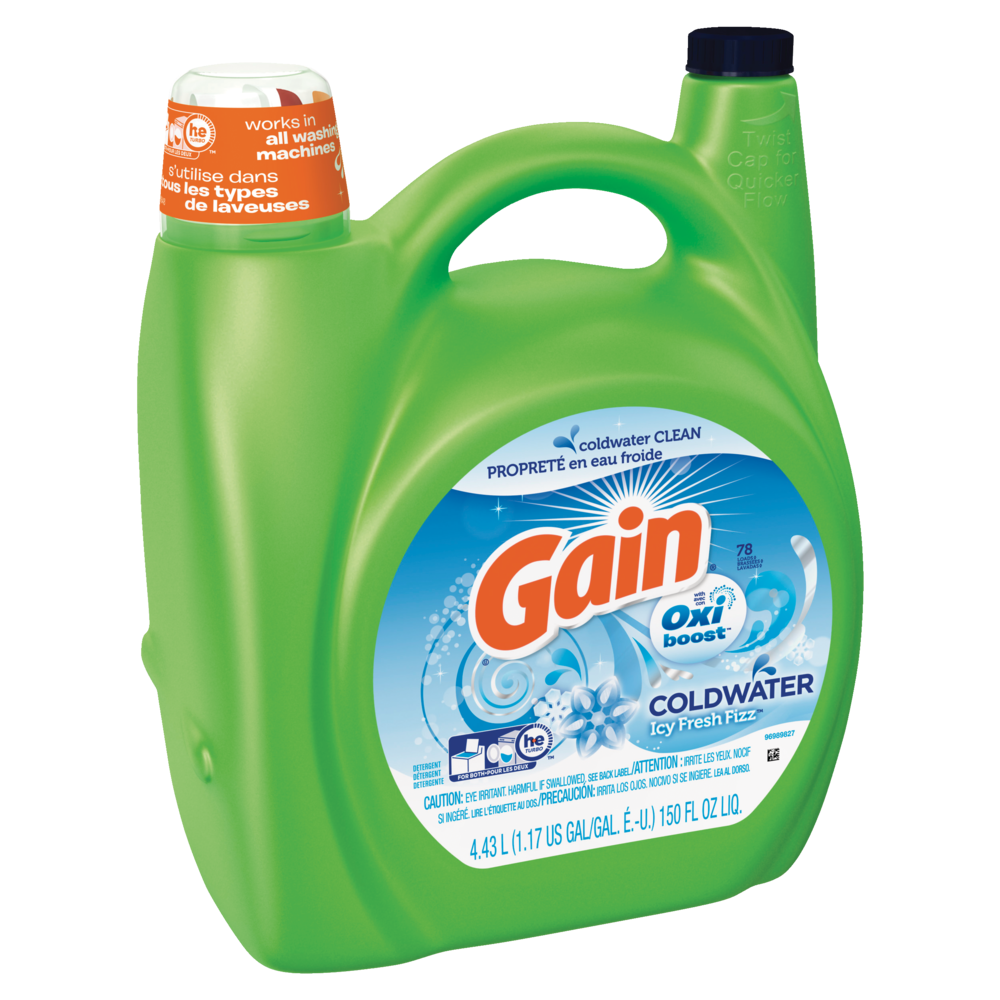 Gain Cold Water Liquid Laundry Detergent with Oxi, Icy Fresh Fizz Scent