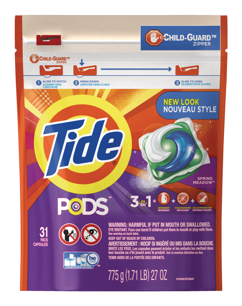 Tide 3 in 1 Laundry Detergent Pods, Spring Meadow Scent, 31pk