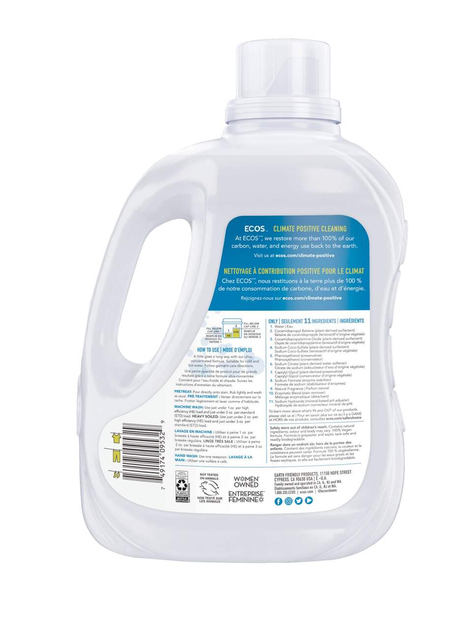 Ecos Hypoallergenic Liquid Laundry Detergent, Honeydew Melon Scent,  170-Load, 5-L