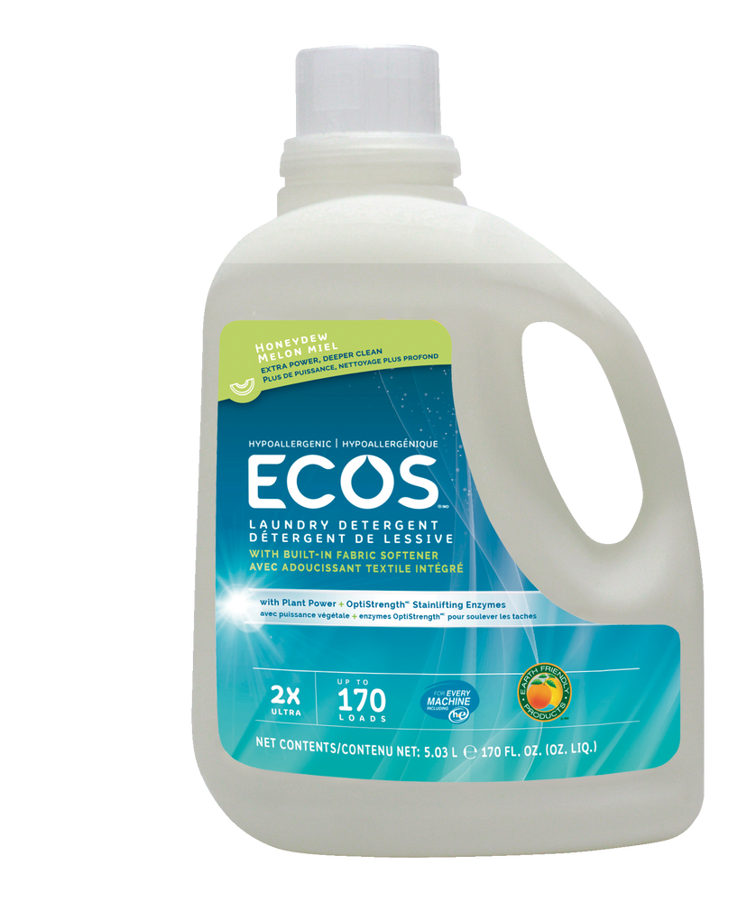 Ecos Hypoallergenic Liquid Laundry Detergent, Honeydew Melon Scent, 170