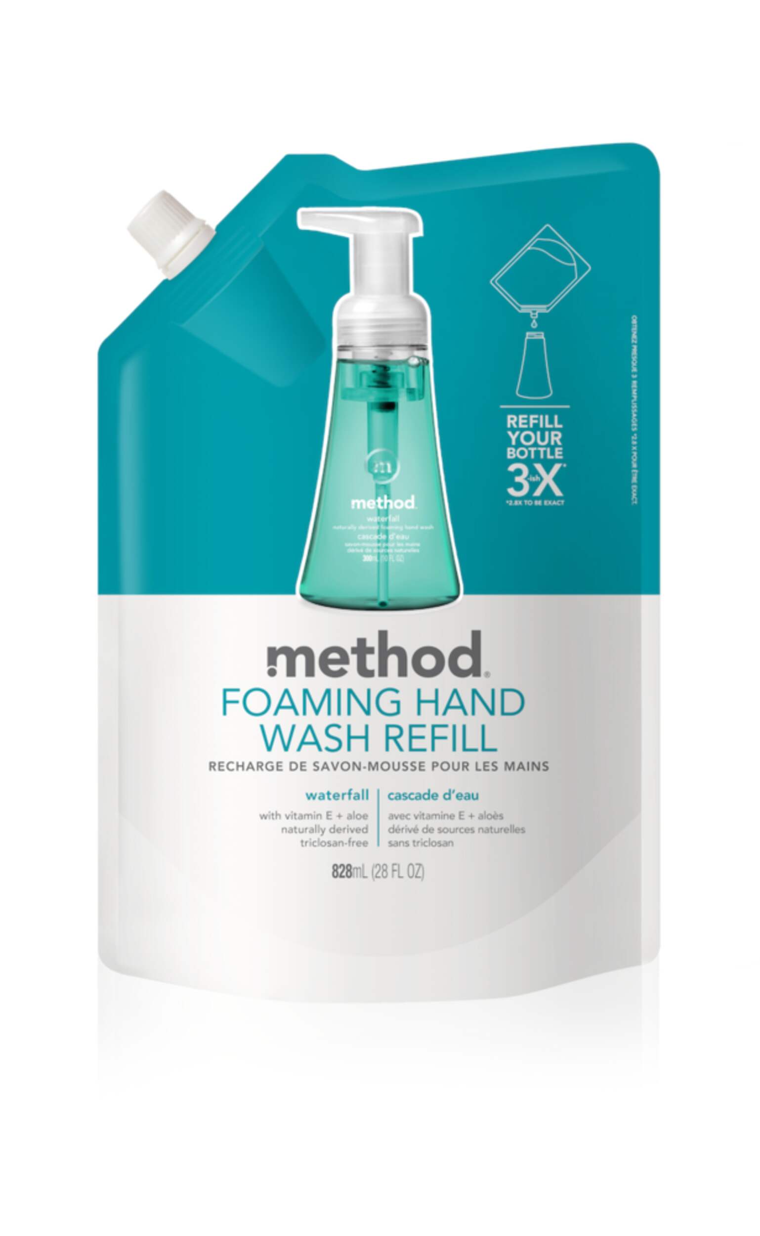 method Foaming Hand Soap Refill, Waterfall Scent, 828-mL Front_Flat