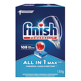 Pastilles de détergent tout-en-un pour lave-vaisselle Finish Powerball Max, parfum frais, paq. 105 Front_Elevated