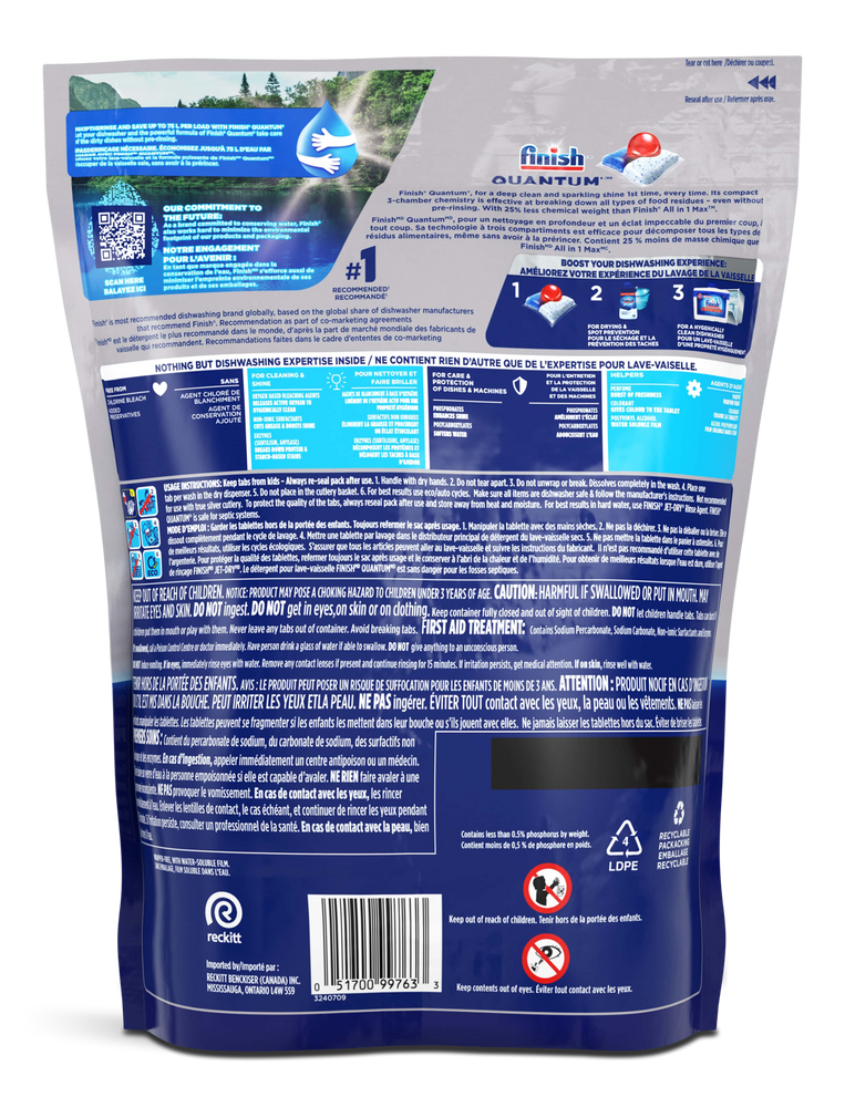 Finish Quantum AllinOne Max Dishwasher Detergent Tabs, Fresh Scent ,80pk Canadian Tire