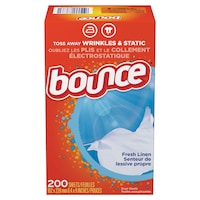 Bounce Fabric Softener Dryer Sheets, Fresh Linen, 200 count Front_Flat