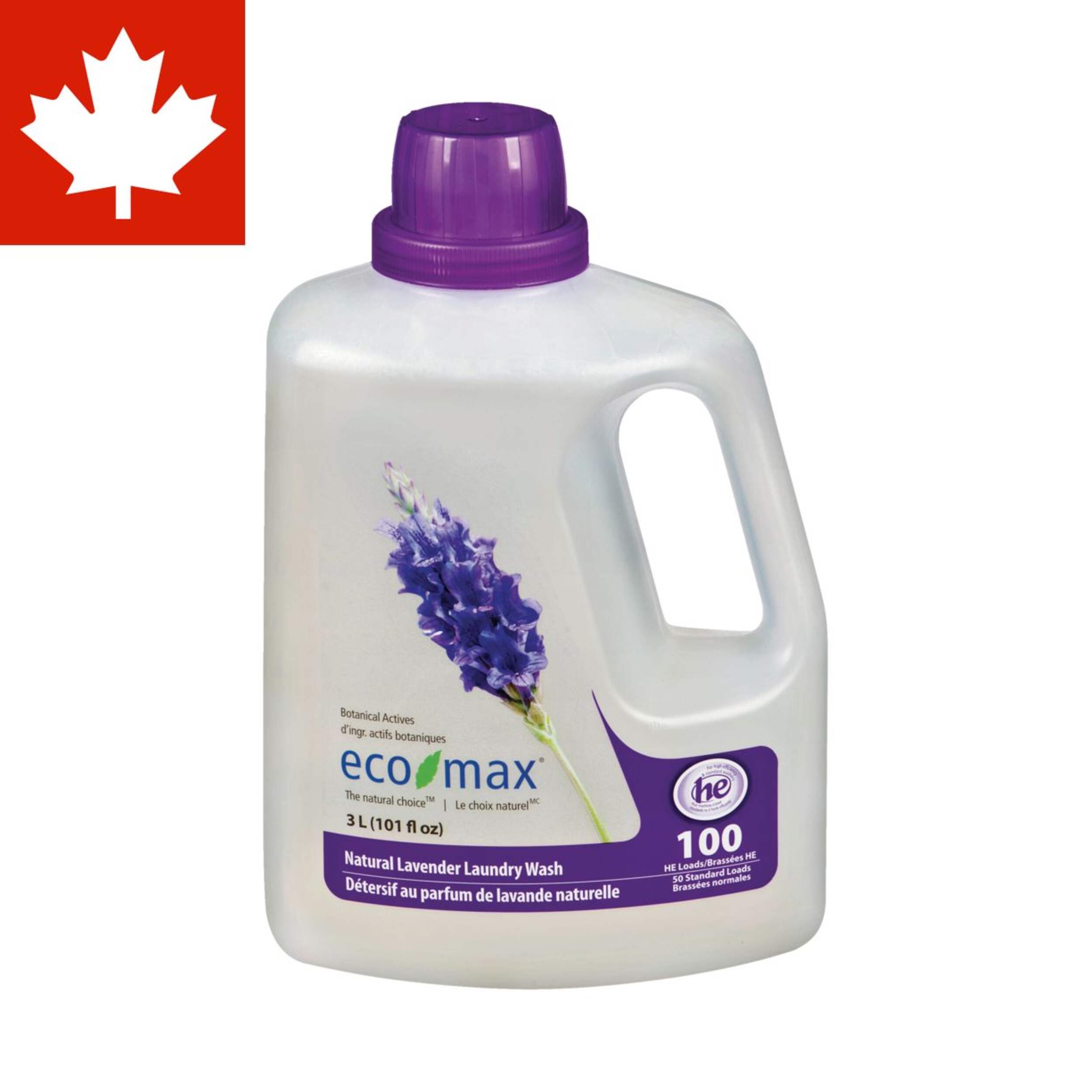 Eco-Max Liquid Laundry Detergent, Lavender Scent, 100-Load, 3-L Front_Flat