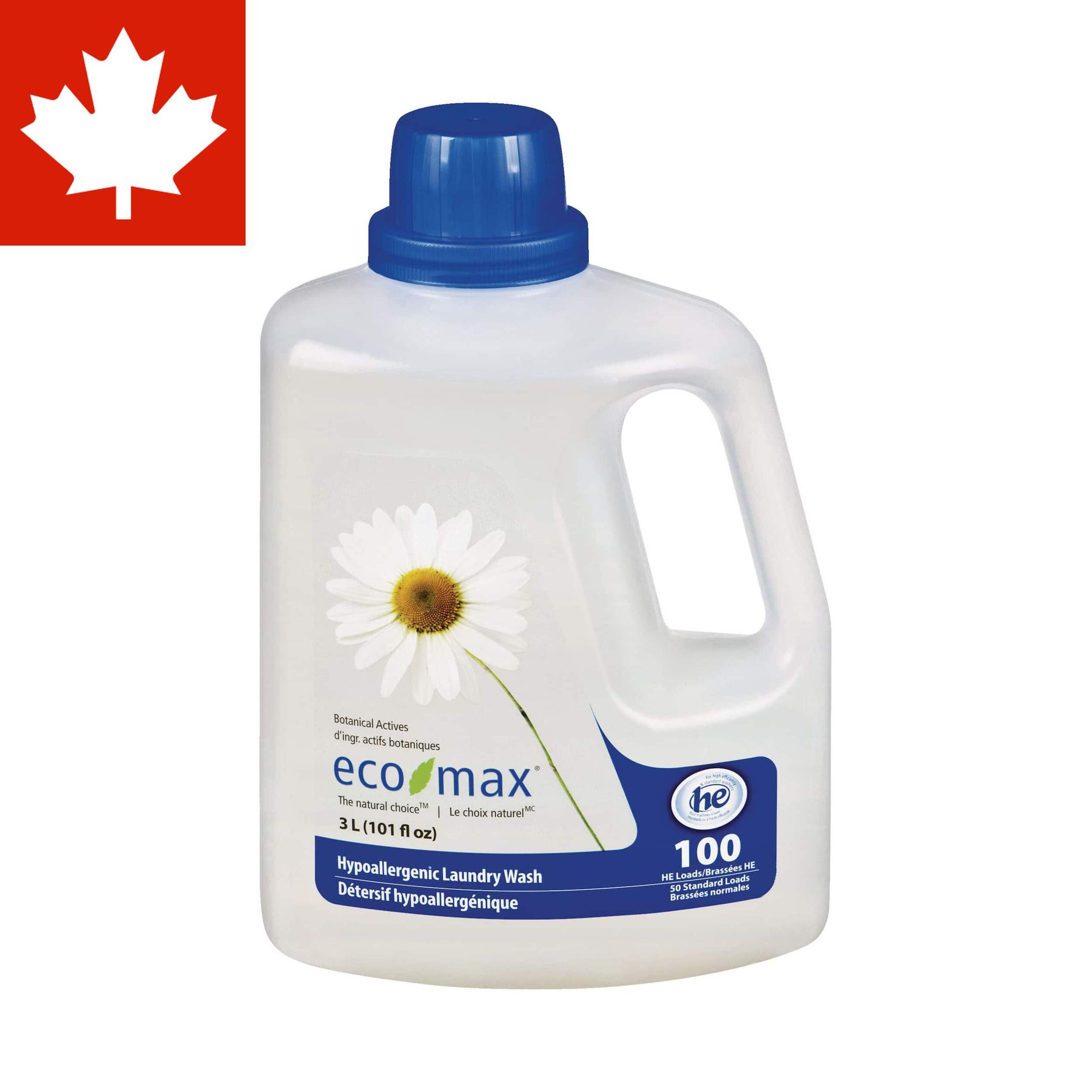 Eco-Max Hypoallergenic Liquid Laundry Detergent, Unscented, 100-Load, 3-L Front_Flat