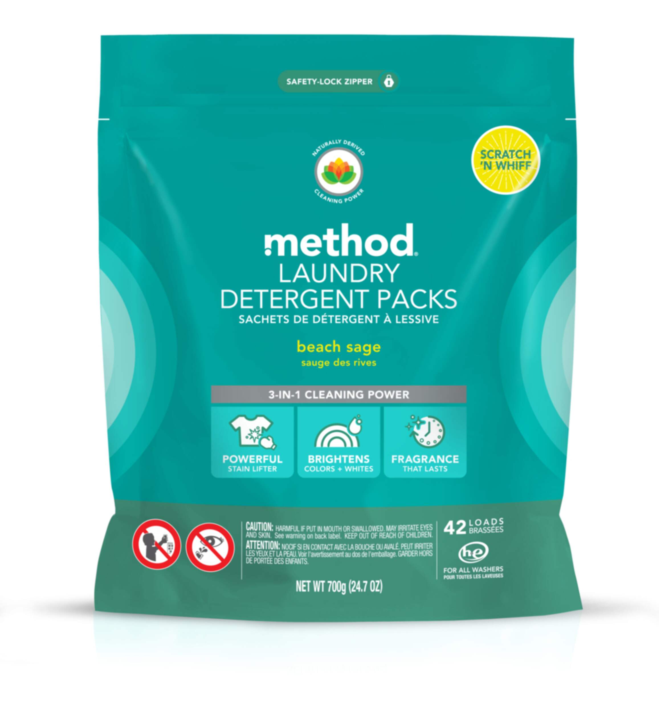 method Monodose Beach Sage Laundry Detergent, 42-pk Front_Flat