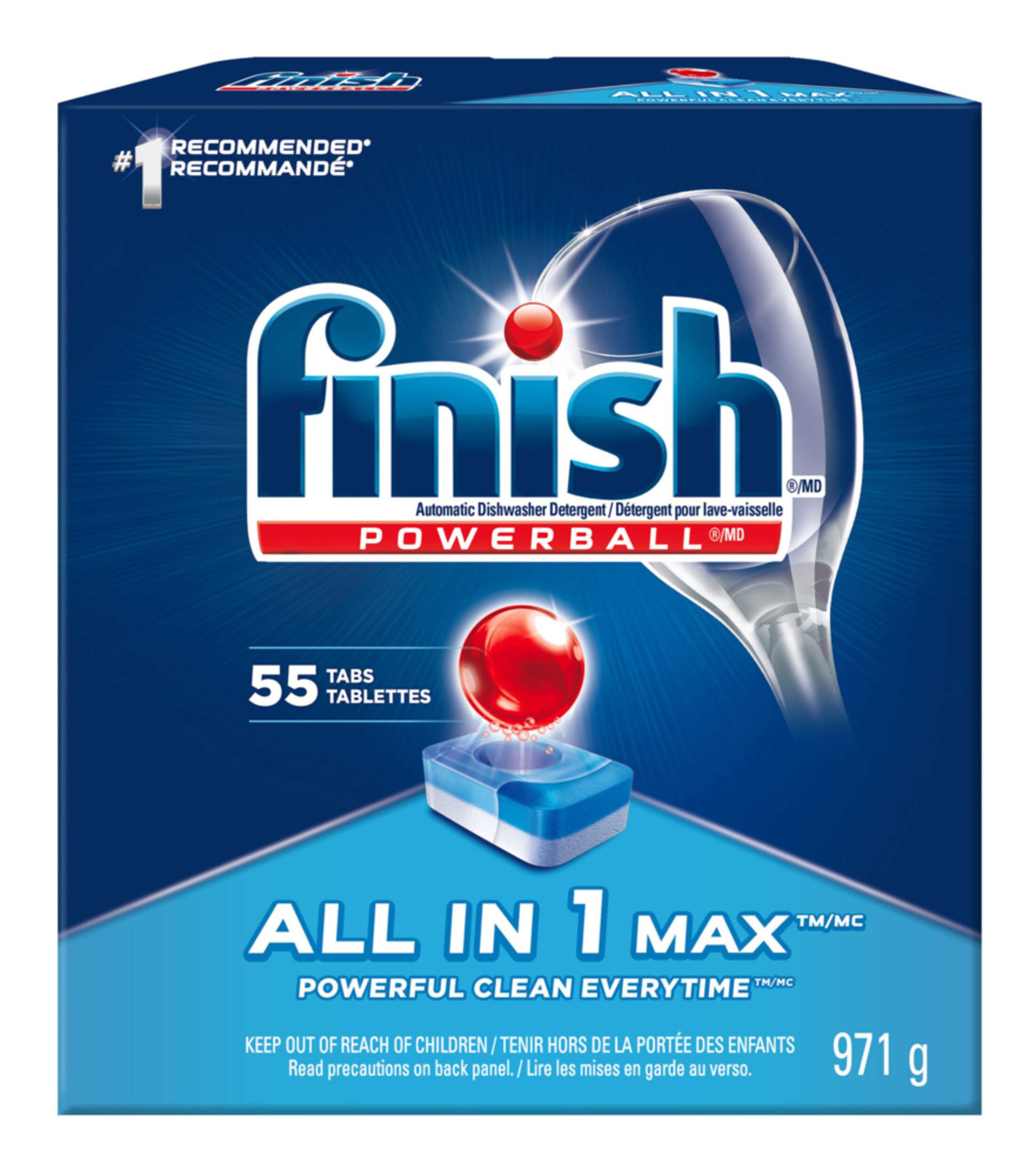 Finish Powerball All-in-One Max Dishwasher Detergent Tabs, Fresh Scent, 55-pk Front_Elevated