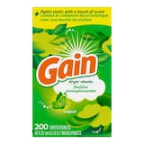 Gain dryer sheets, 200 Count, Original Scent with 2-in-1 Aromaboost Plus Softness Front_Flat