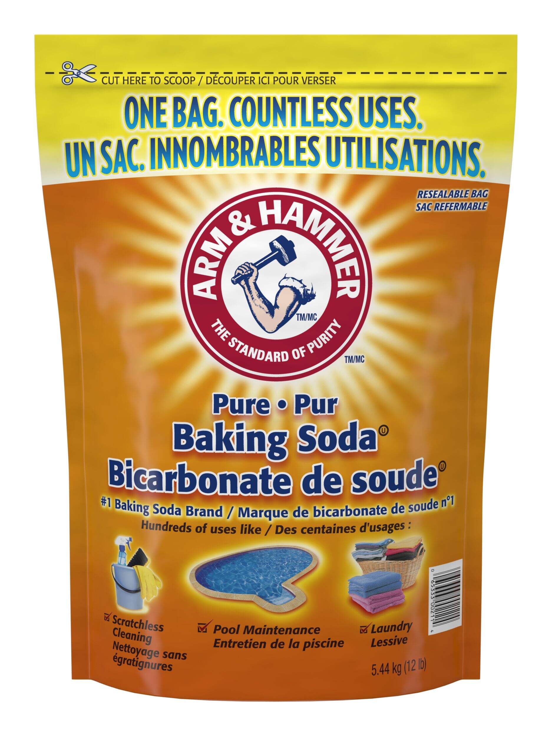 Bicarbonate de soude tout usage Arm & Hammer avec cuillère, non parfumé, 5,44&nbsp;kg Front_Flat