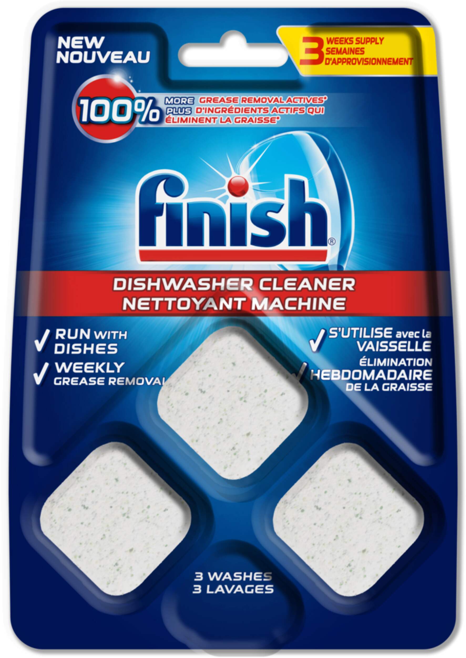 Finish Dishwasher Cleaner Tabs, Fresh Scent, 3-pk Front_Flat