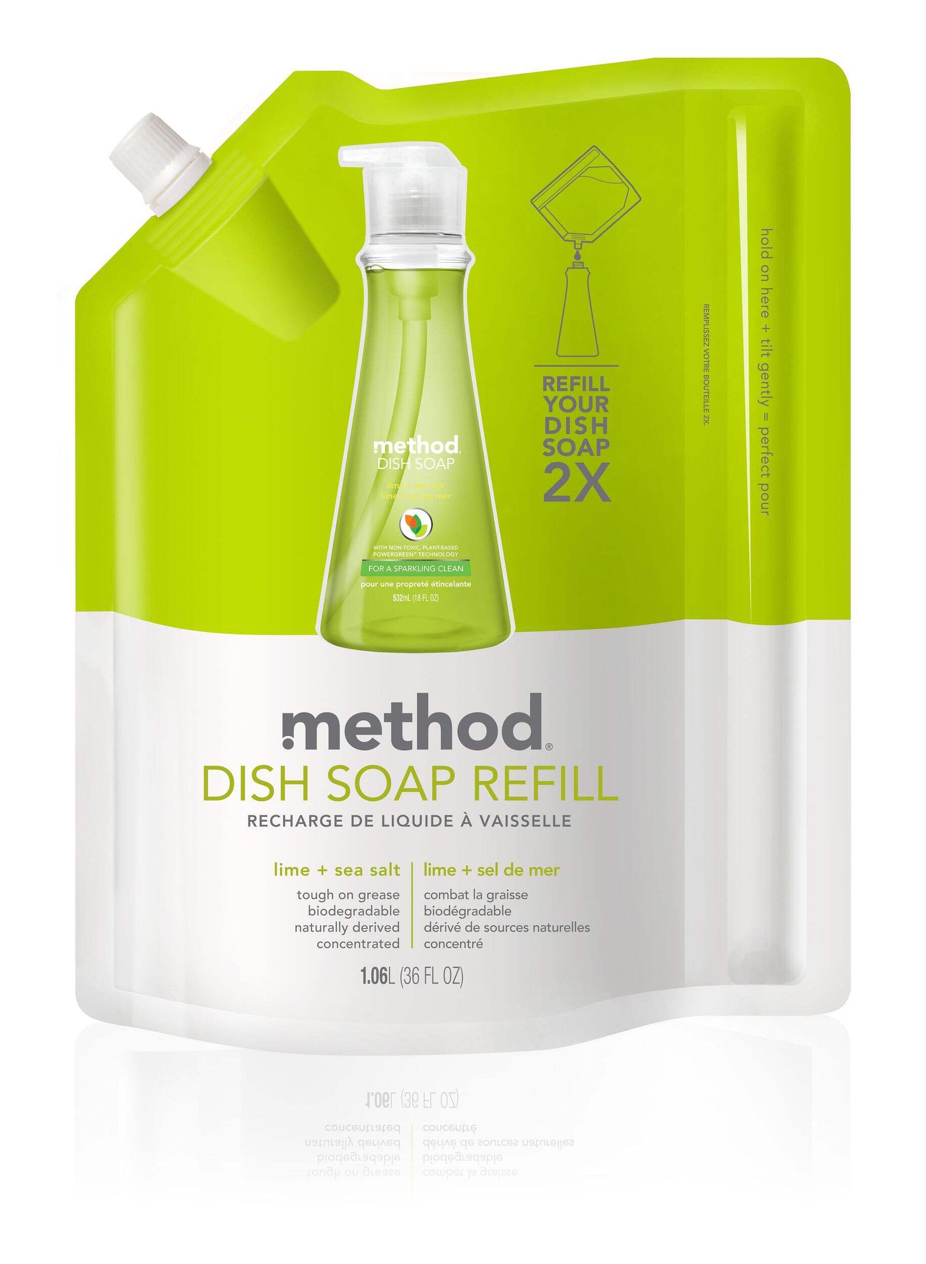 method Liquid Dish Soap Refill, Lime & Sea Salt Scent, 1.1L Canadian