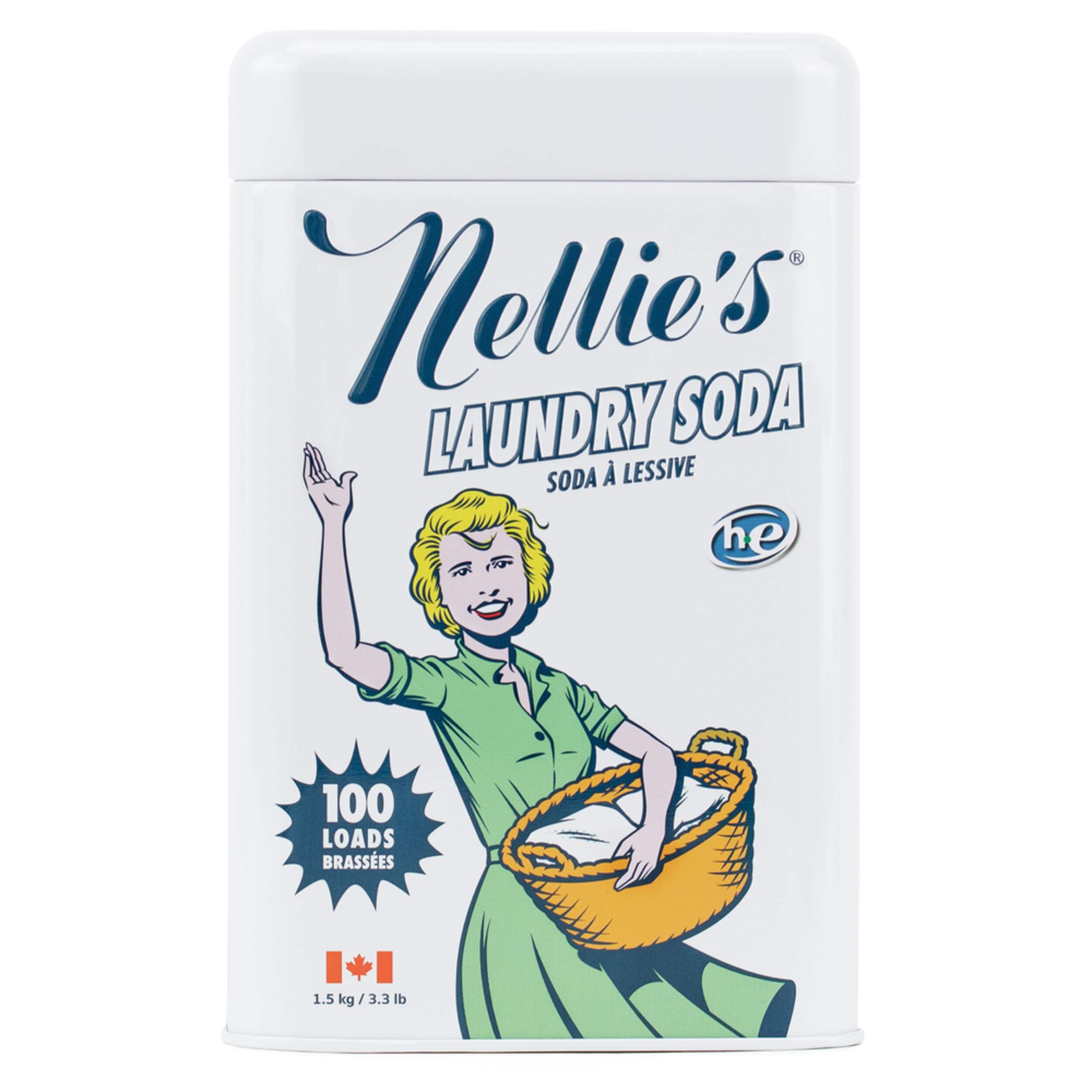 Nellie's Laundry Soda Powder, Unscented, 100-Load, 1.5-kg Front_Flat