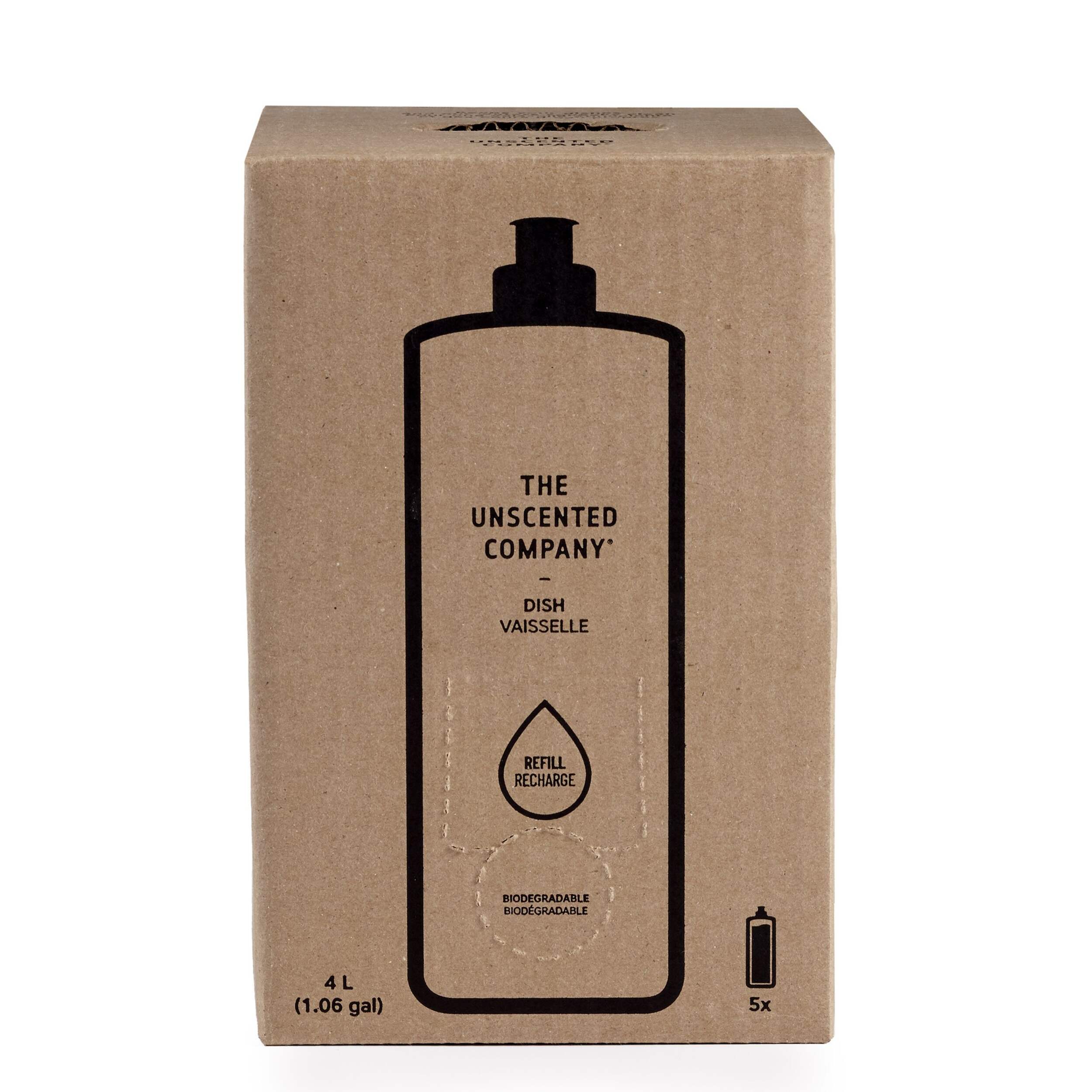 Savon à vaisselle liquide The Unscented Company, non parfumé, 4 L Front_Elevated