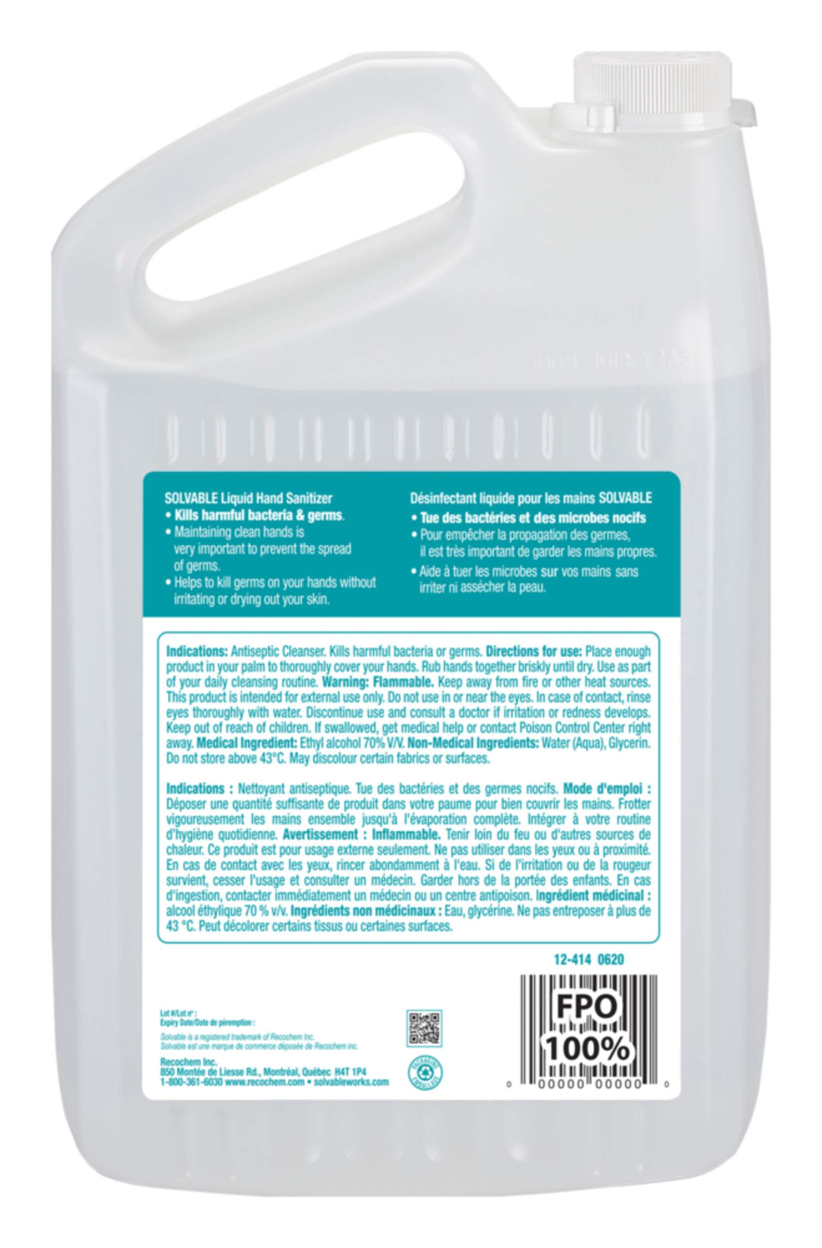 Solvable Liquid Hand Sanitizer Refill, Unscented, 3.78-L | Canadian Tire