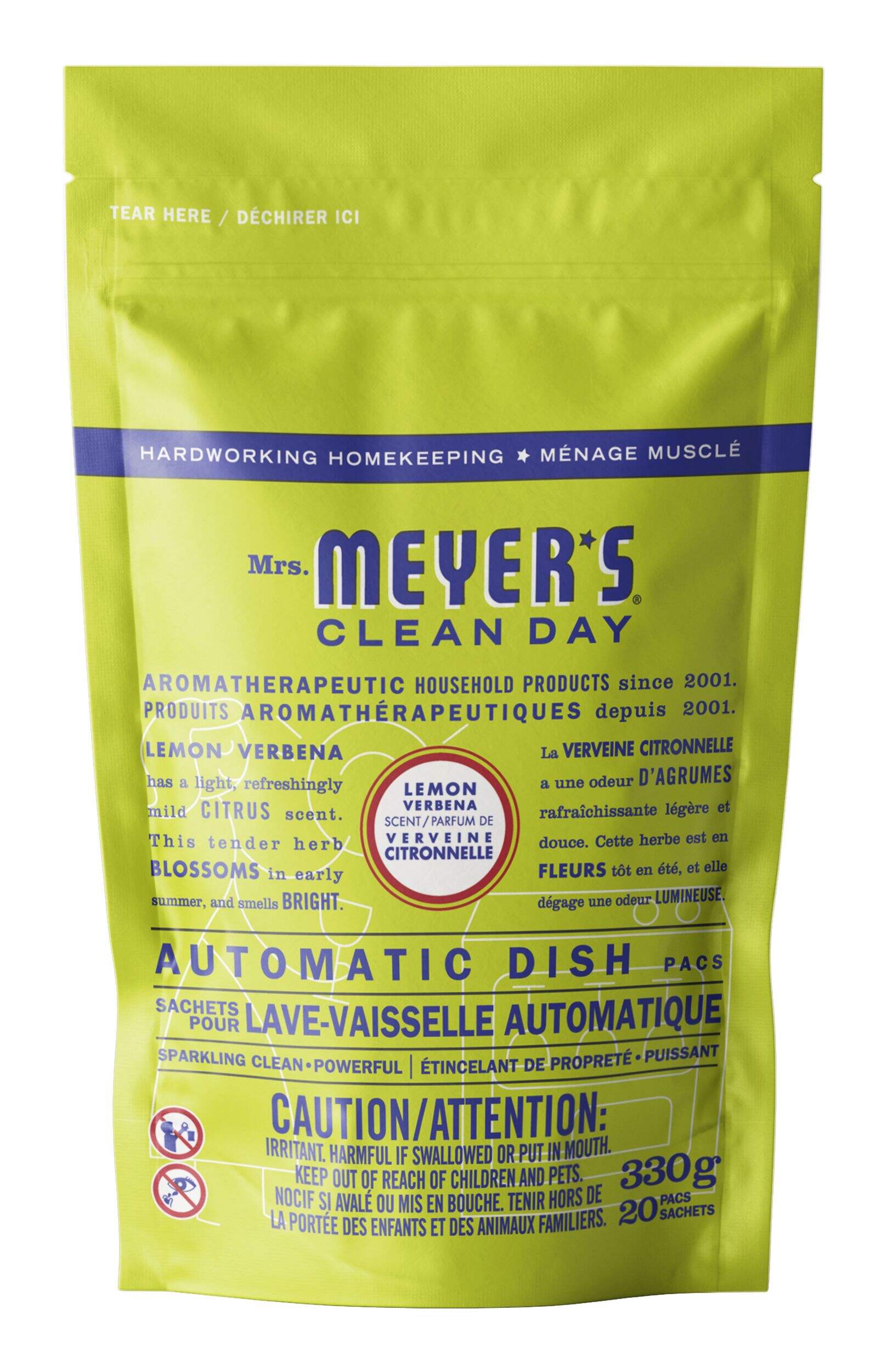 Mrs. Meyers Automatic Dishwasher Detergent Tabs, Lemon Verbena Scent, 20-pk Front_Flat