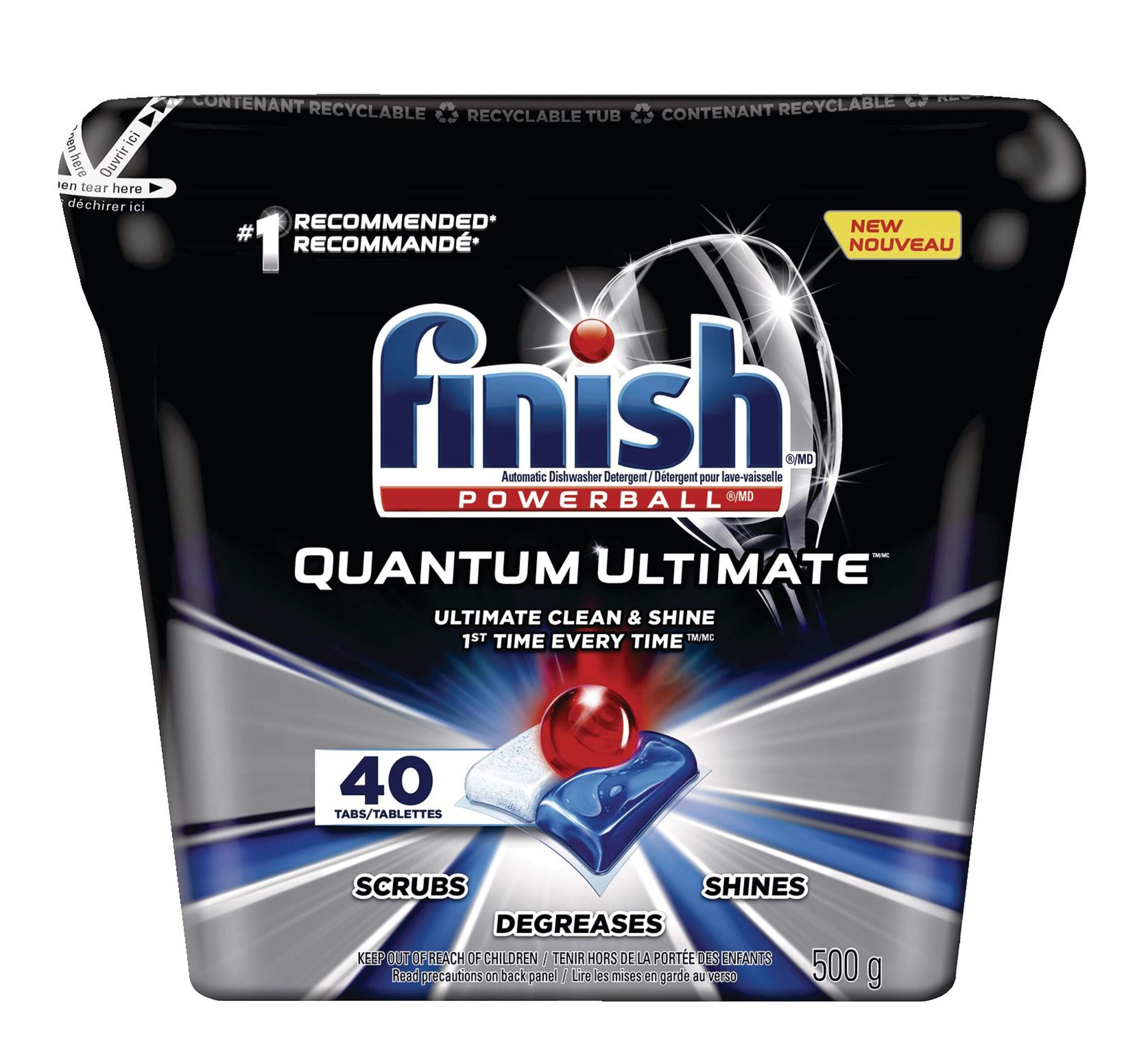 Finish Quantum Ultimate Dishwasher Detergent Tabs, Fresh Scent, 40pk