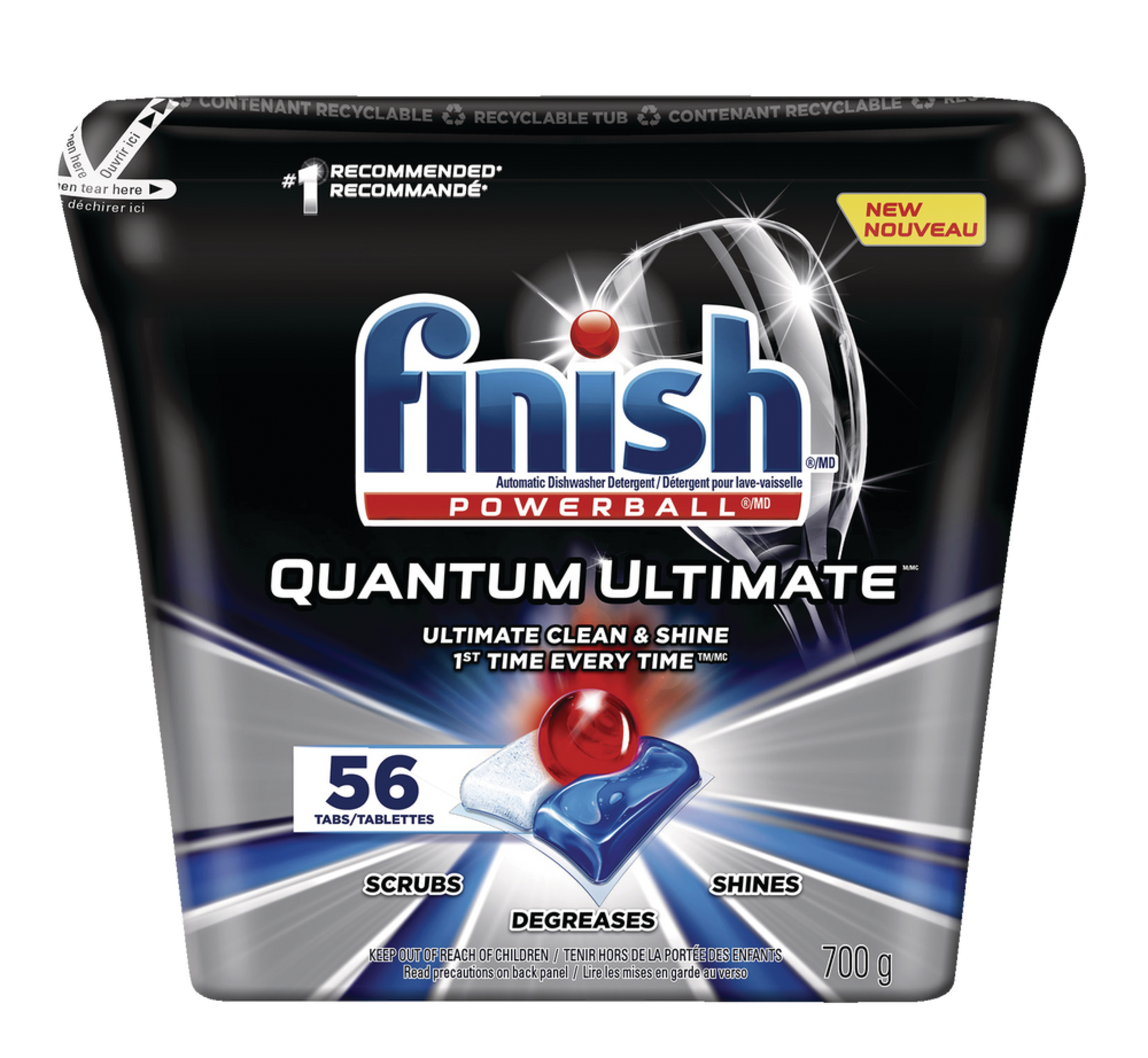 Finish Quantum Ultimate Dishwasher Detergent Tabs, Fresh Scent, 56-pk Front_Flat
