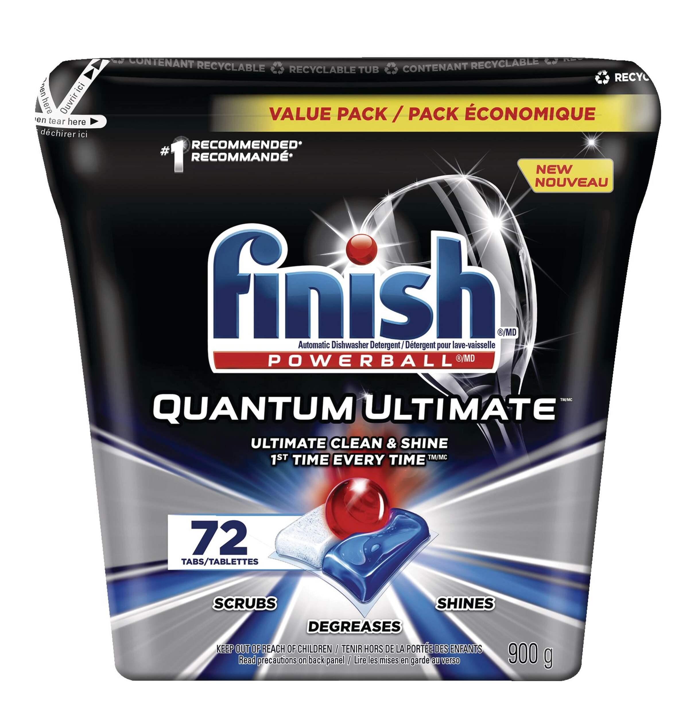Finish Quantum Ultimate Dishwasher Detergent Tabs, Fresh Scent, 72-pk Front_Flat