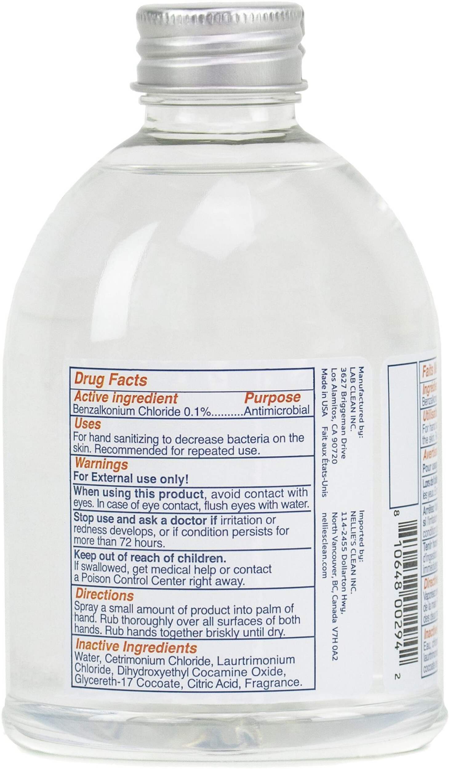 Nellie's Spray Hand Sanitizer, AlcoholFree, Eucalyptus Scent, 355mL