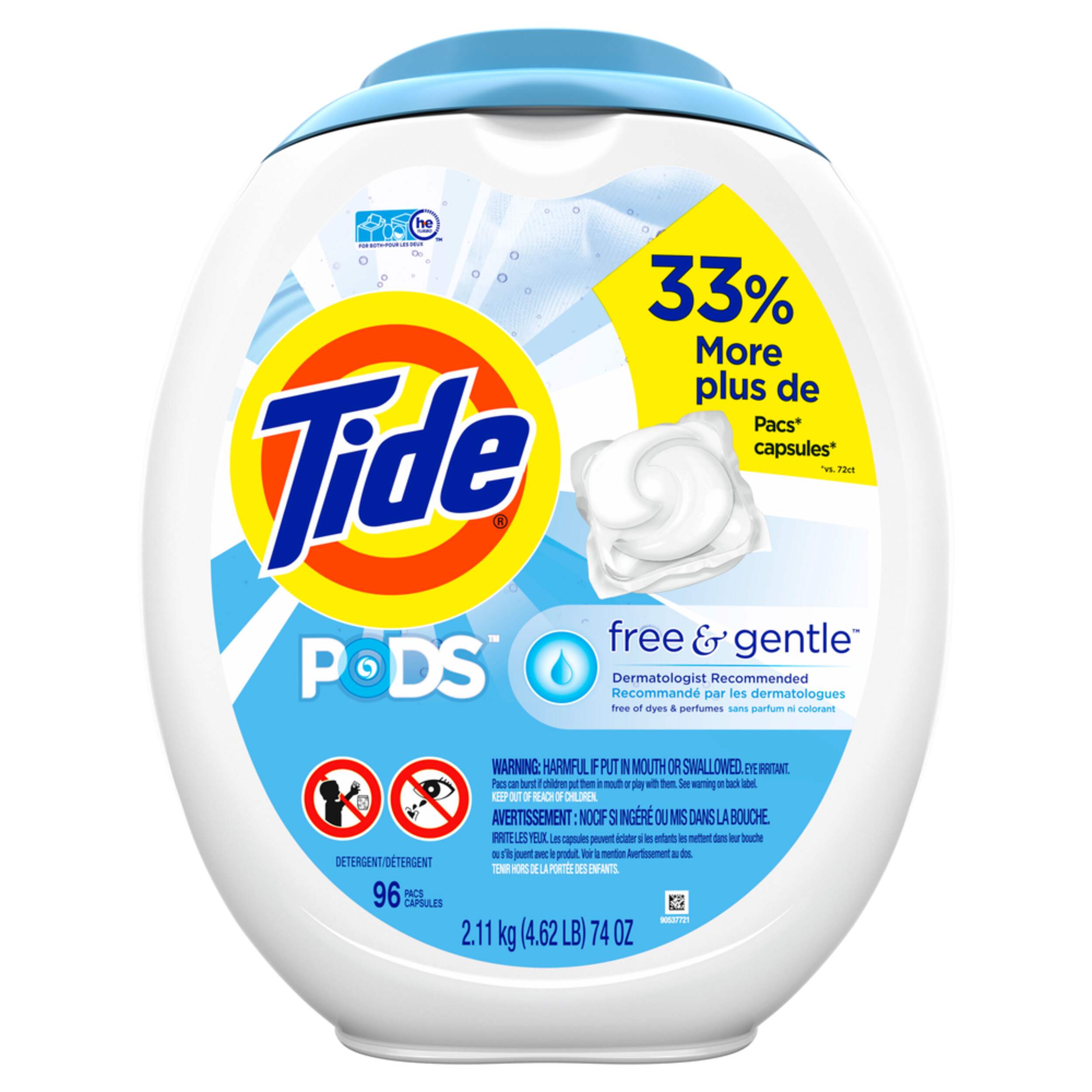 Tide Free & Gentle Laundry Detergent Pods, Unscented, 96-pk Front_Flat