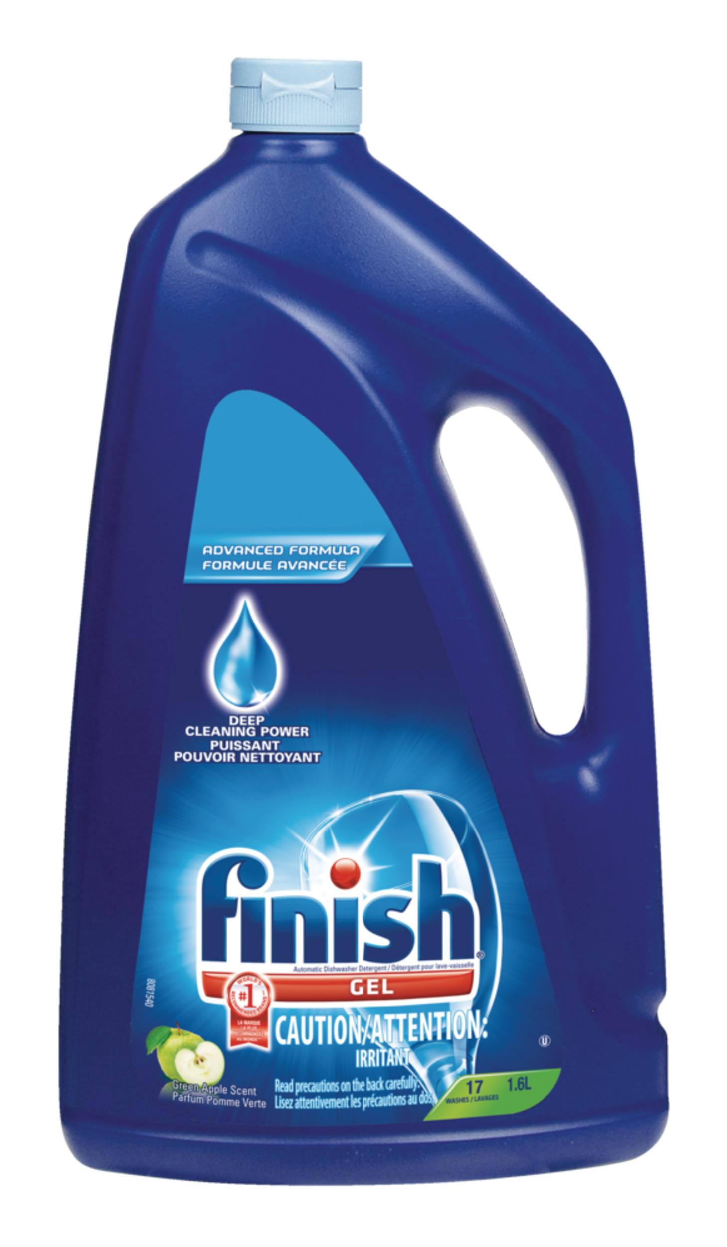 Détergent en gel pour lave-vaisselle Finish, parfum pomme verte, 1,6 L Front_Flat