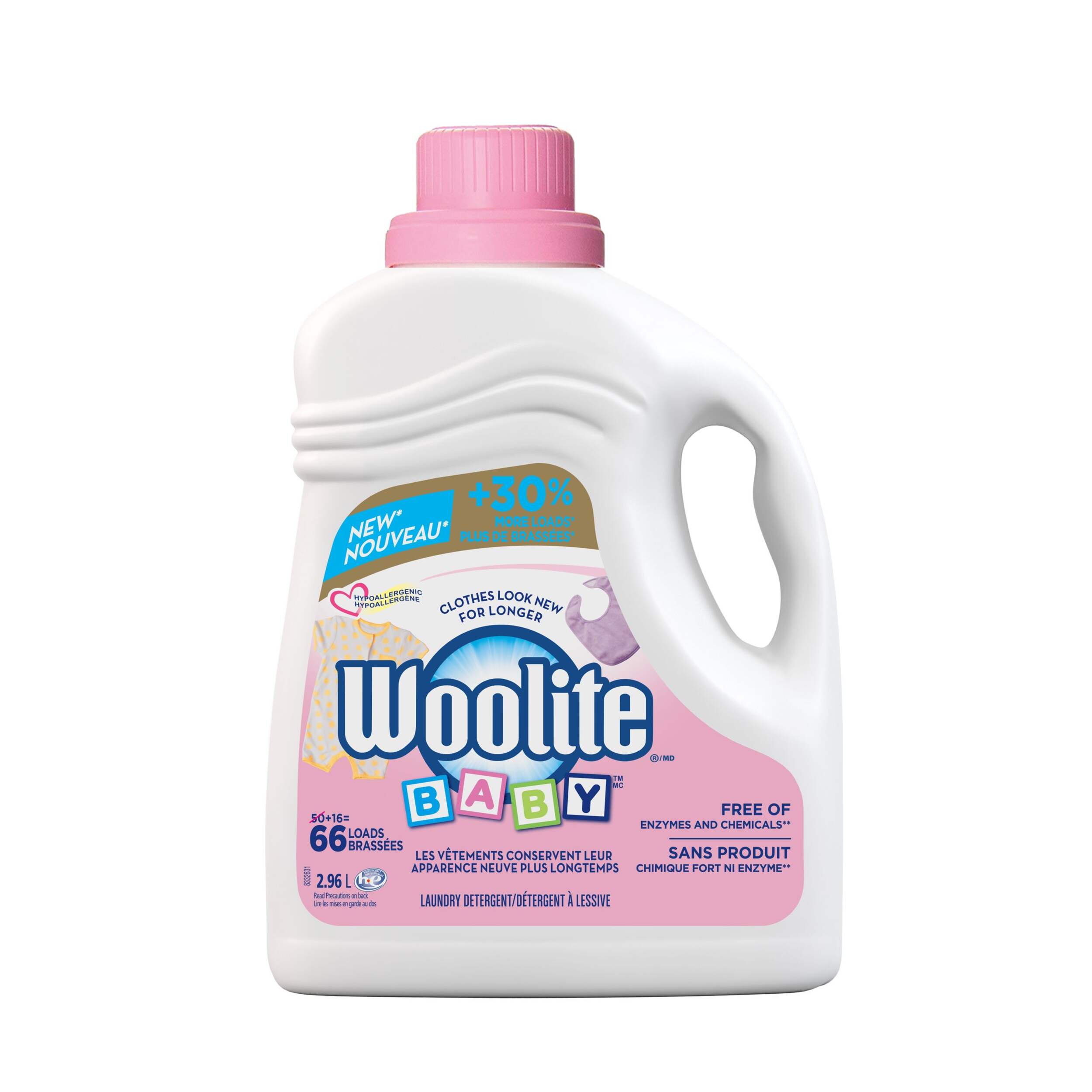 Woolite Baby Hypoallergenic Liquid Laundry Detergent, Unscented, 66-Load, 2.96-L Front_Flat