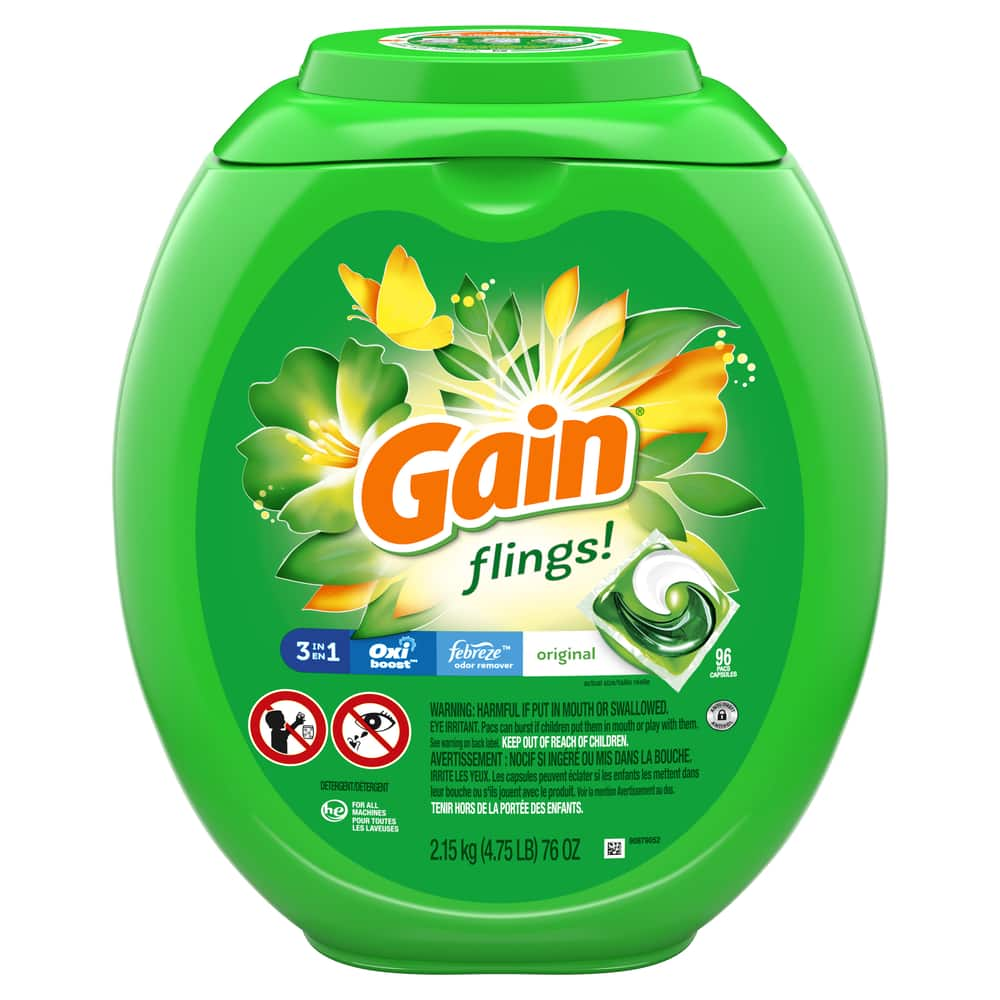 Gain Flings Laundry Detergent With Oxi Boost & Febreze, Original Scent ...